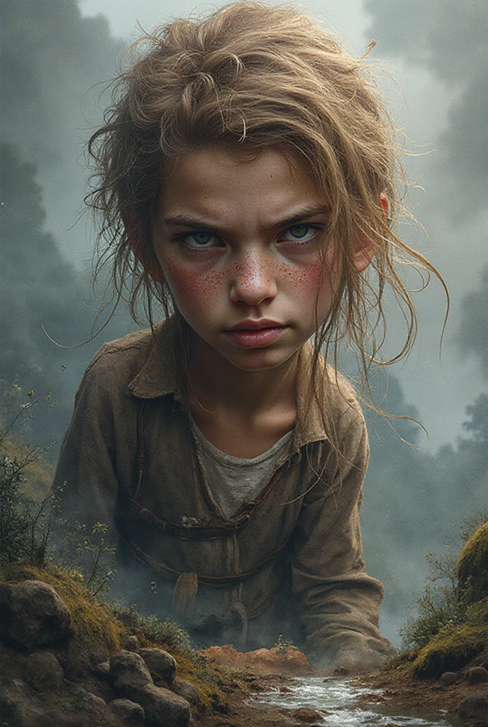 (masterpiece, best quality, 1 girl, solo) Amid the ruins of a zombie apocalypse, a beautiful american golden blonde teenage survivor, ( half body shot, many freckles on face, slim skinny body, short messy sidecut hair, hazel-greenish eyes), weary yet unbowed, discovers a secret sanctuary village, a beacon of hope in a world ravaged by despair. Her journey, fraught with danger and loss, leads her to this hidden haven, where the promise of safety and a new beginning awaits. Surrounded by nature's resurgence, the sanctuary stands as a lush oasis amidst desolation, its very existence a testament to resilience and the enduring spirit of humanity. As she crosses the threshold, her relief is palpable, her face alight with the dawning realization that even in the darkest times, hope can find a way to flourish. This moment captures the essence of hope's triumph over adversity, a poignant reminder that in the fight for survival, the human spirit remains unconquerable, 16K, ultra high res.photorealistic, UHD, RAW, a sanctuary village in the background, perfect face.
