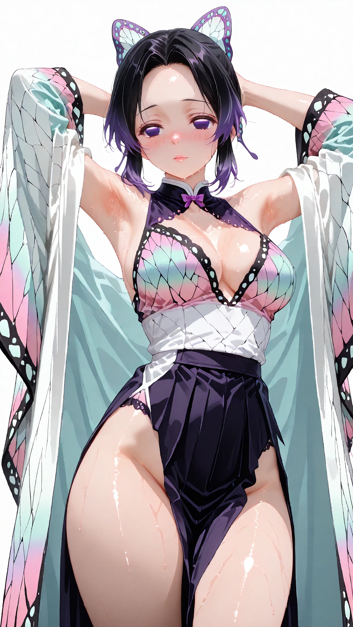 score_9, score_8_up, score_7_up, score_6_up, score_5_up, score_4_up, masterpiece, high quality, full body, 1girl,   <lora:Shinobu_Kocho_Pony:0.9> Shinobu_Kocho, butterfly_hairpiece, multicolored_hair, purple_hair, black_hair, medium breasts, slender <lora:BikiniTanline:0.6> bathingsuittanline, tan lines, bikini, bathing suit,