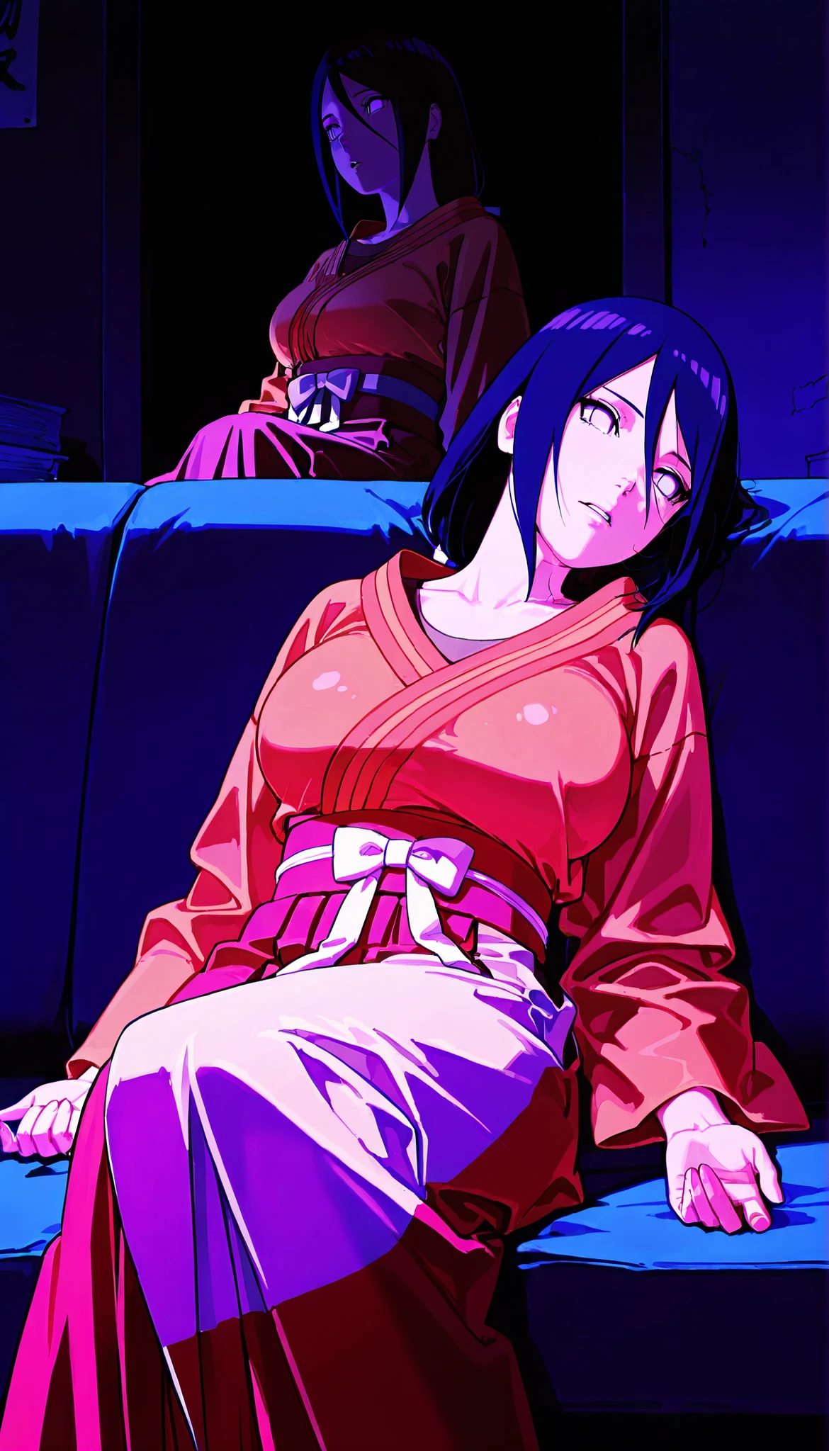 { score_9, score_8_up, score_7_up, } { { } } { masterpiece, high quality, best quality, highres}
BREAK
[ (Boruto: Naruto Next Generations)_Artstyle_LoRA  : hentai_Artstyle_Lora : Sketch_outline_style  : NSFW ,  ] [ anime screenshot ] [  ]
BREAK
[ 1girl, solo, hanabi hyuuga, long hair, black hair, hair between eyes, white eyes, no pupils,
skirt, long sleeves, japanese clothes, kimono, hakama, orange kimono, red hakama ], ] [ mature, adult, perfectly fit body , slightly big  breast ] [  , blank eyes, , parted lips, unconscious, lifeless ] [ Sitting on couch, slouched back deeply, head tilted to side, arms limped down, limped hands, leg loosely, body limped,,  ]
BREAK
[ Messy room, dark room, gloomy Atmosphere, basement , alone ]