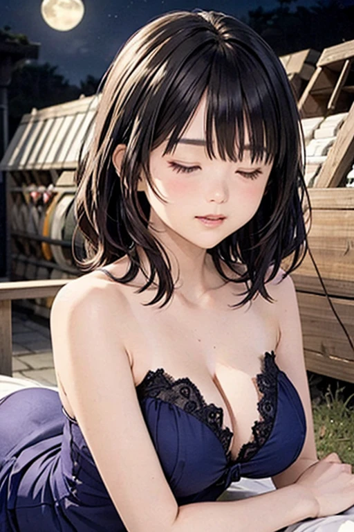 Masterpiece, best quality, very detailed, Ultra high resolution, (photorealistic:1.4), raw photos, (realistic:0.2), 1 girl, alone,,,8k hdr, 1 girl,purple eyes, shy , medium-large breast, bright eyes, , medium-small breasts,,(Red lace ) ,Spread your legs, It's at my sister's.