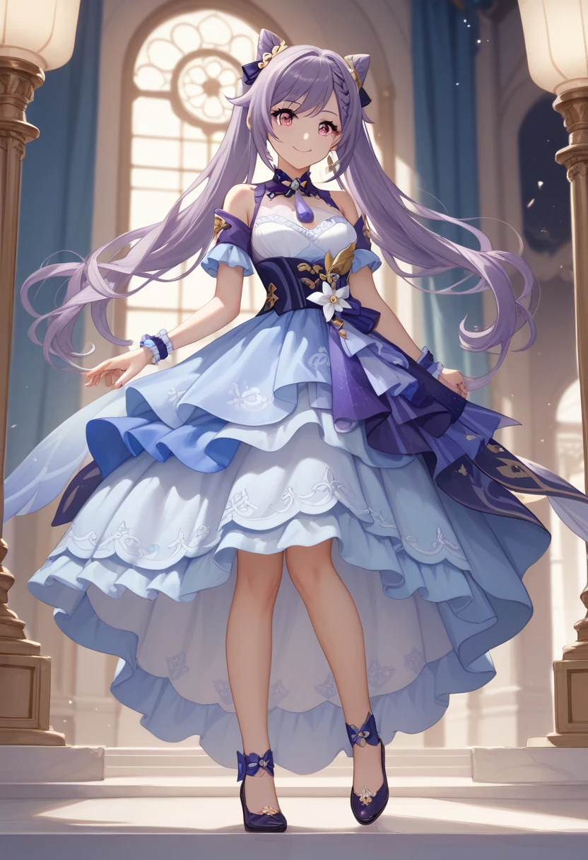 masterpiece, best quality, extremely detailed CG unity 8k wallpaper,kirigami,vibrant nebula sky,（upper body）,1girl,blue eyes, gold hair,gradient hair,hair between eyes,ahoge,cat ears, drill hair,Age:16,looking back,sailor dress,white thighhighs,mary janes,Star headdress