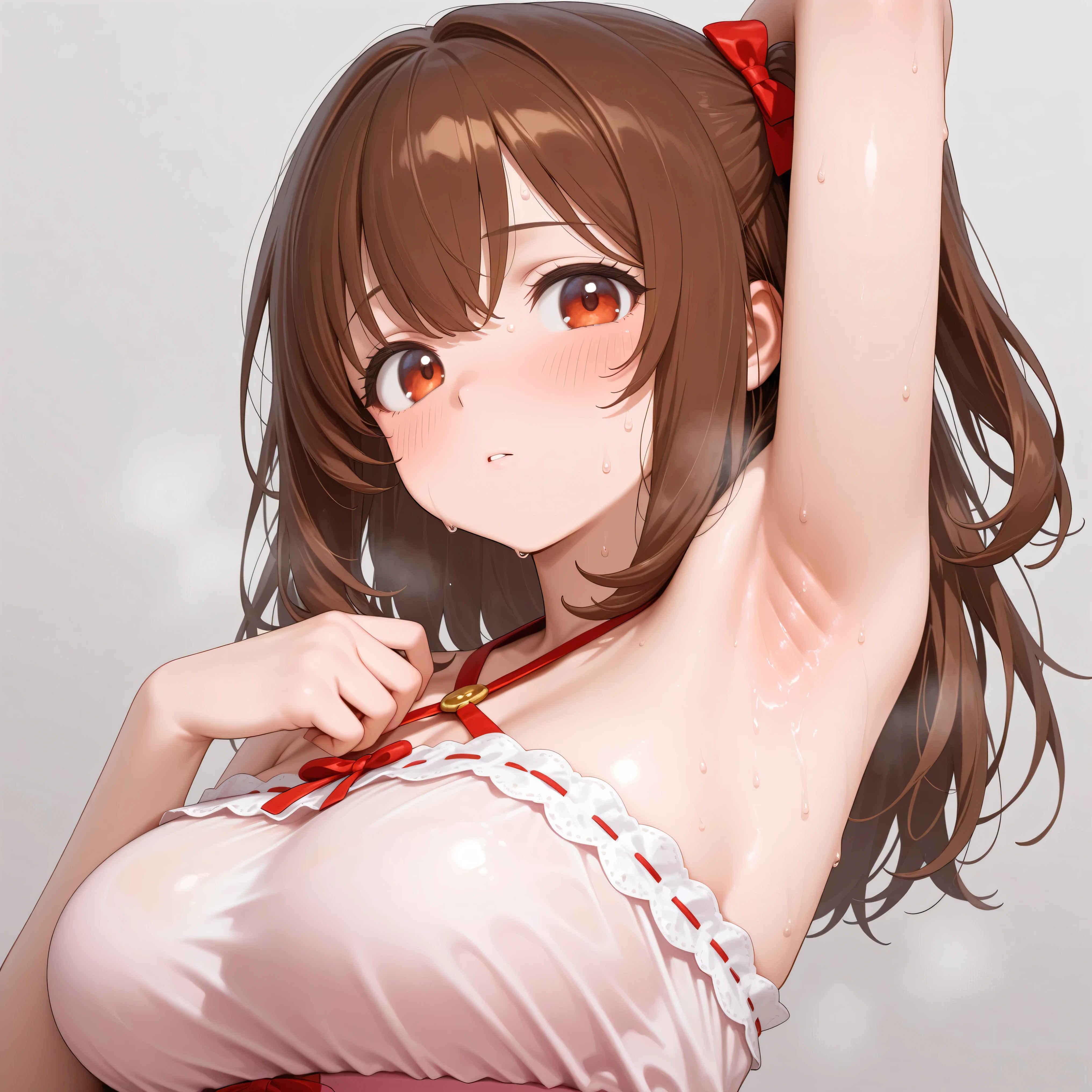 (((top-quality))),((​(masterpiece))),(((detaileds))),(),(((high resolution))),(((Beautiful and Aesthetic Work: 1.5))),(Ultra High Resolution), (Ultra Detail),(((Detailed background))),megami magazine,changing room,on bed,fine art,Sharp focus,Delicate and beautiful hair and eyes and face,((())),(puffy :1.5),,crying,saliva,saliva trail,beautiful face,expression of pain,(red eyes),(red lips),sweat,wet,(((put  in )),(((open the  glands))),(((spread the  glands with your fingers))),((()))