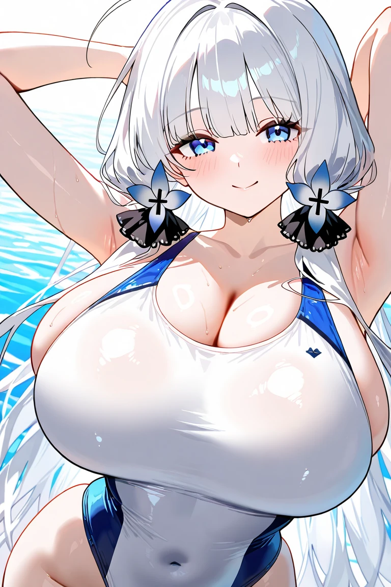 (High Definition:1.3), (Professional Photography:1.2), (very aesthetic:1.2), (absurdres:1.2), (sharp focus), (perfect light),1girl, ((1)), cat girl, white long white hair, light blue eyes, black cat ears, black big tail, voluptuous figure, (????????????????: 1.5), giant ??????, blue big sport tank ??????, ?????-???? face, open mouth, tongue out, eyes looking up, seductive allure, endearing formidable, ripped white t-shirt, arms on ???????, japan, beach,, on a beach, (Anime:1.3), from below, ((Masterpiece)), ((best quality)), (super detail:1.2)
