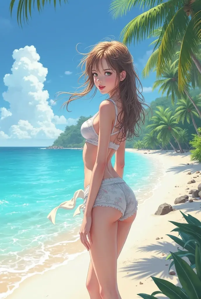  anime girls on the beach