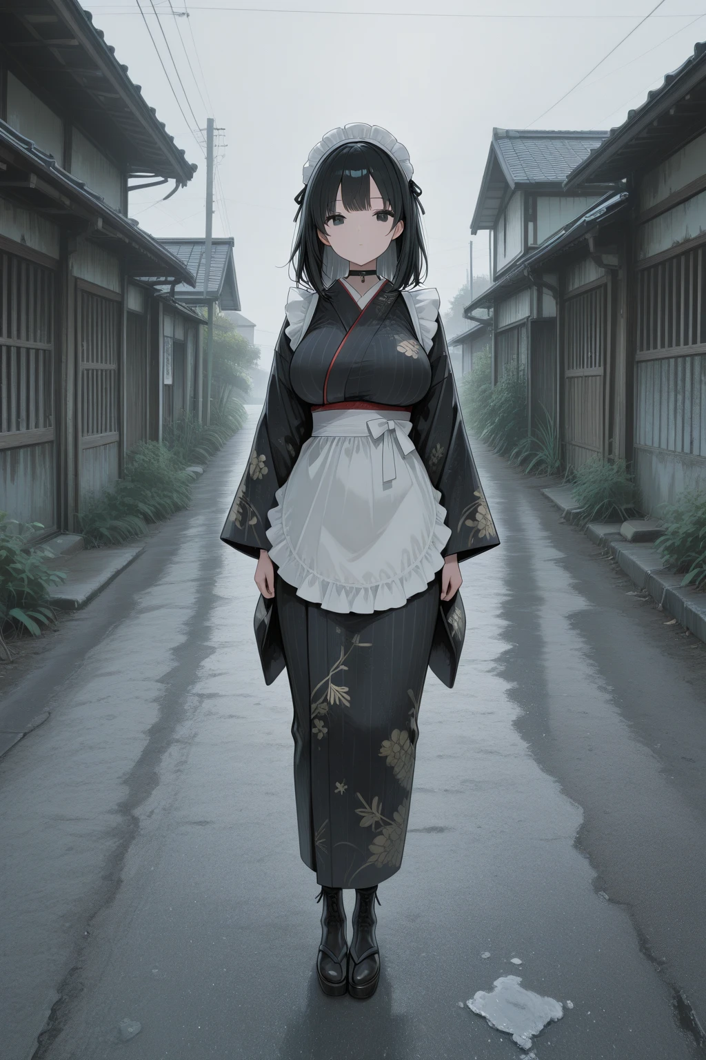 Ancient Chinese woman walking alone、photograph