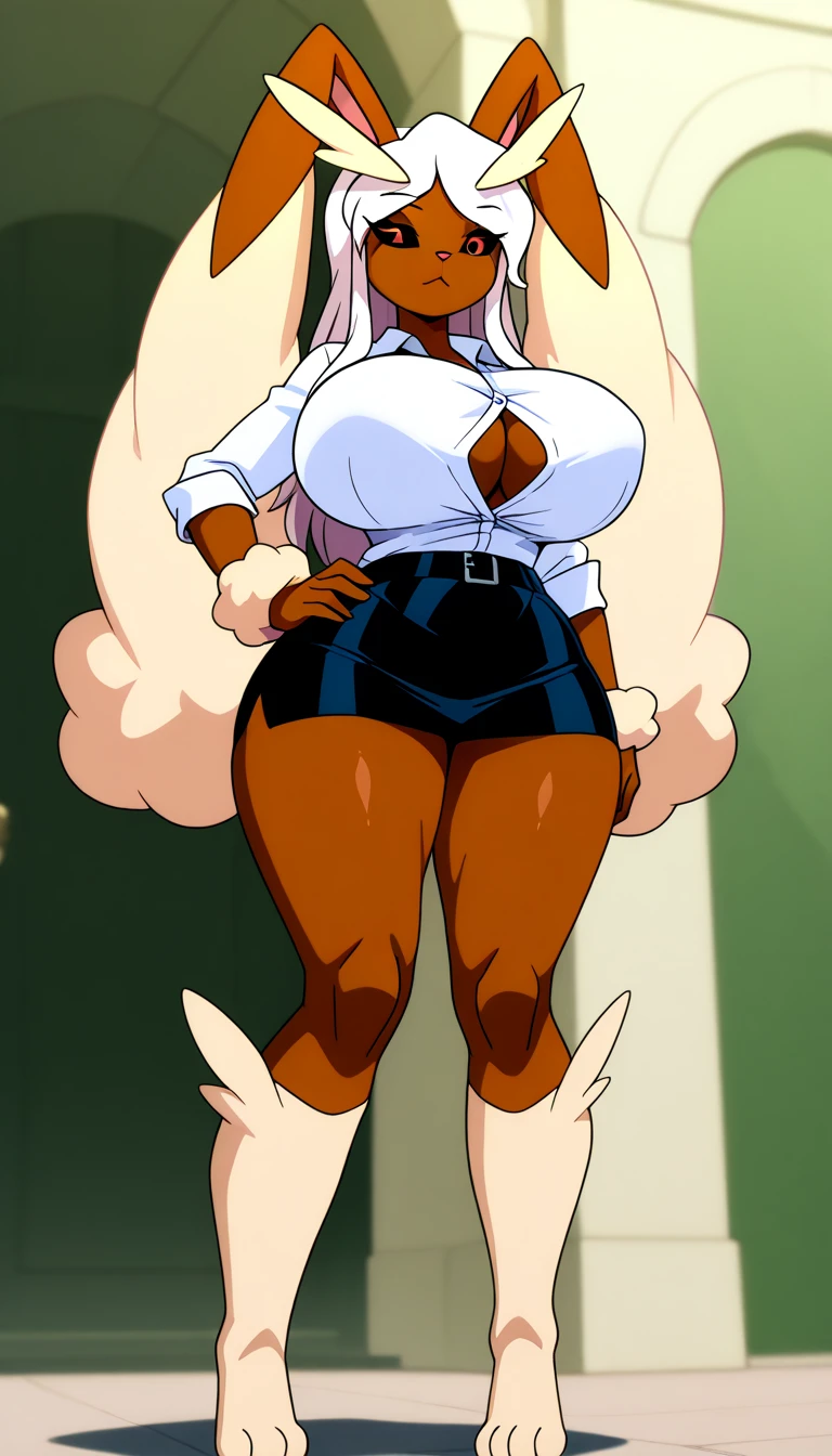 1 girl,  bigger than your head,    huge, curved belt, curvy waist, thick-thighs, long hair, silver hair, juicy body, juicy , juicy , full thighs, full , Ruddy face, muscular thighs, orange eyes, stylish dress