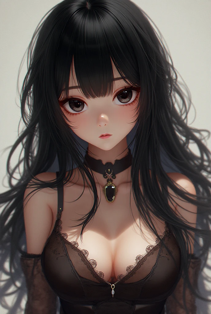 Gothic Horror　Horror images　Bizarre images　　woman　Pitch black eyes　Black Hair　Perfect and detailed facial expression　Perfect and detailed eye depiction　Perfect and detailed hair　Perfectly detailed upper body　Perfect and detailed  depiction　Big 　His face and clothes were covered in blood.