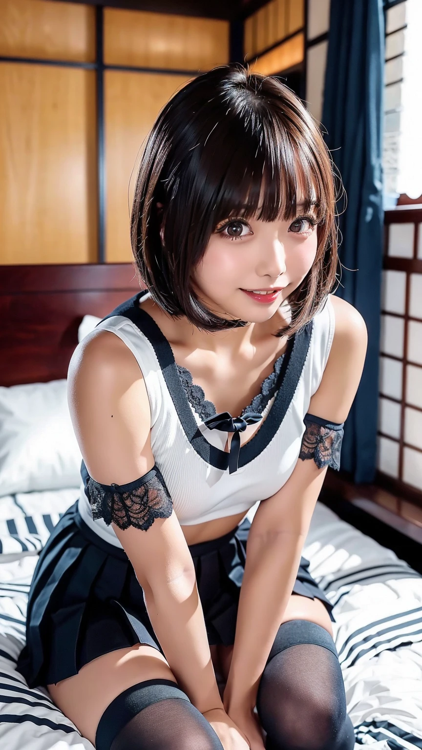 ((Sailor Uniform Student))、(full body, long shot), (She looks straight ahead:1.2), (bowl-cut-hair,black hair,blunt bang), ((large breast)), , (dark prison interior:1.4, minimal lighting), ((so many )), hyper detailed, photorealistic, dramatic lighting, cinematic composition, dark gritty atmosphere, muted color palette, extreme detail, sharp focus, masterpiece, award winning, 8k, high quality,(, , Browsing Caution),((smile))