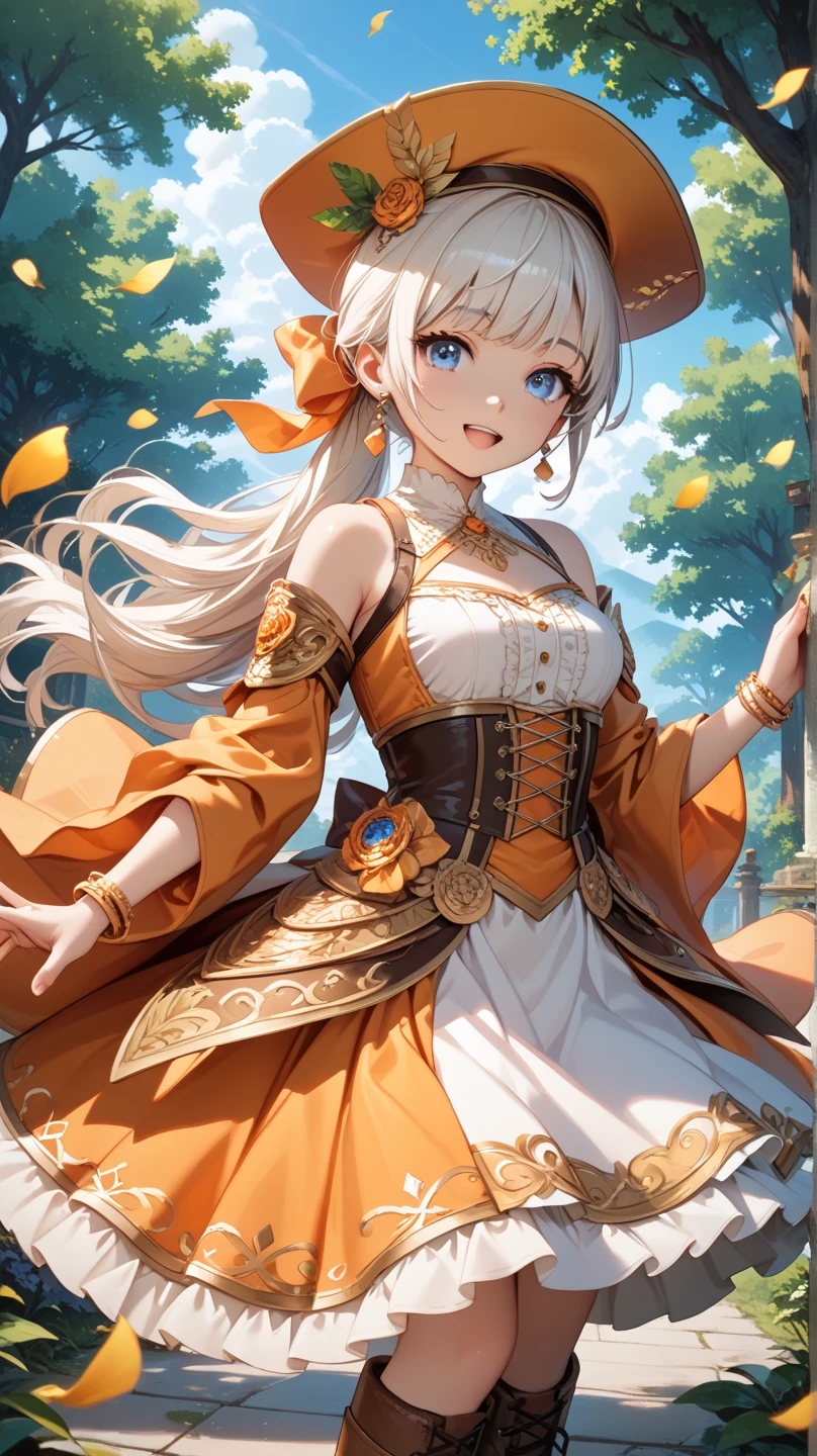 Anime girl sitting on a rock with a hat and cape - SeaArt AI