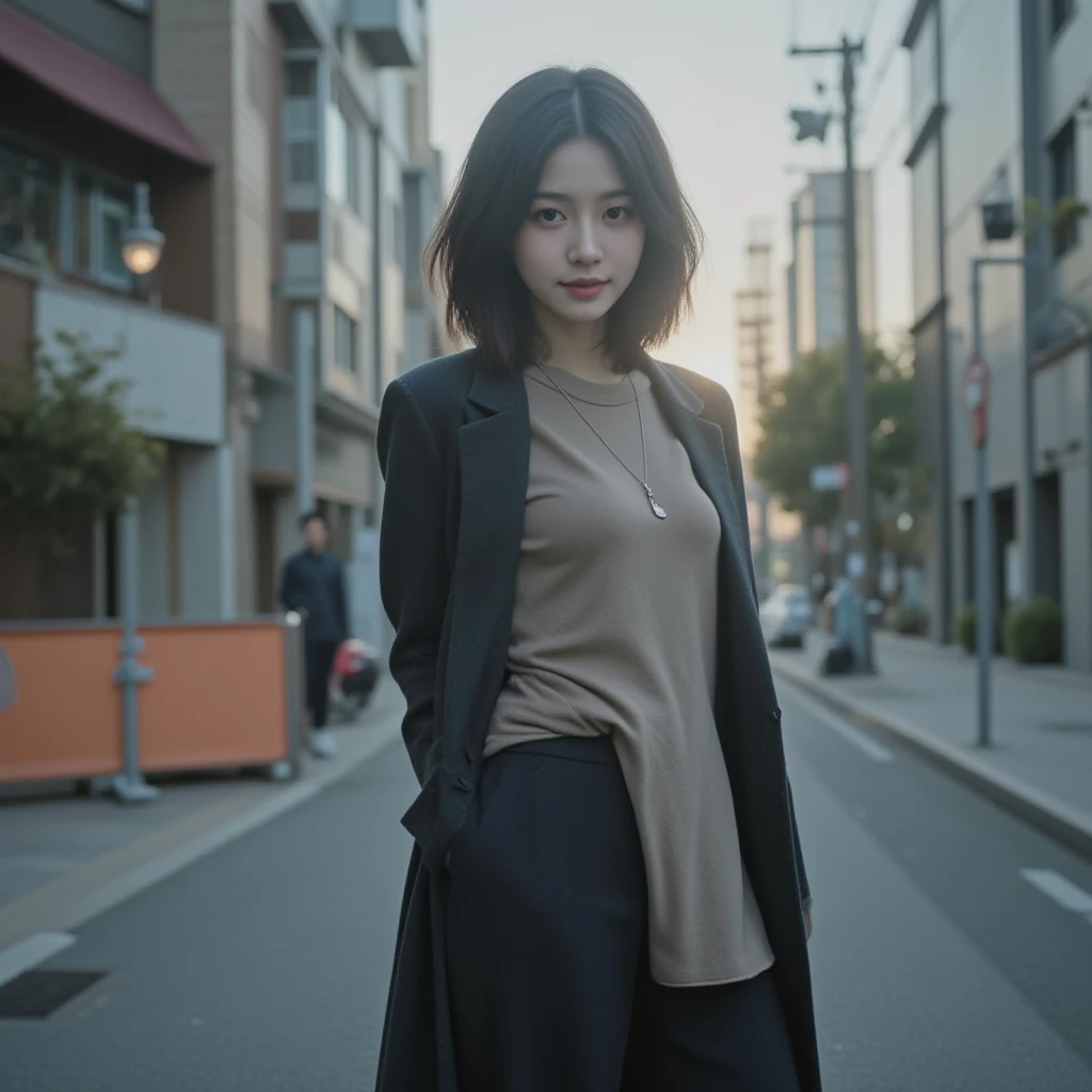 (Cinematic Aesthetic:1.4) Photo of a beautiful korean fashion model bokeh city night