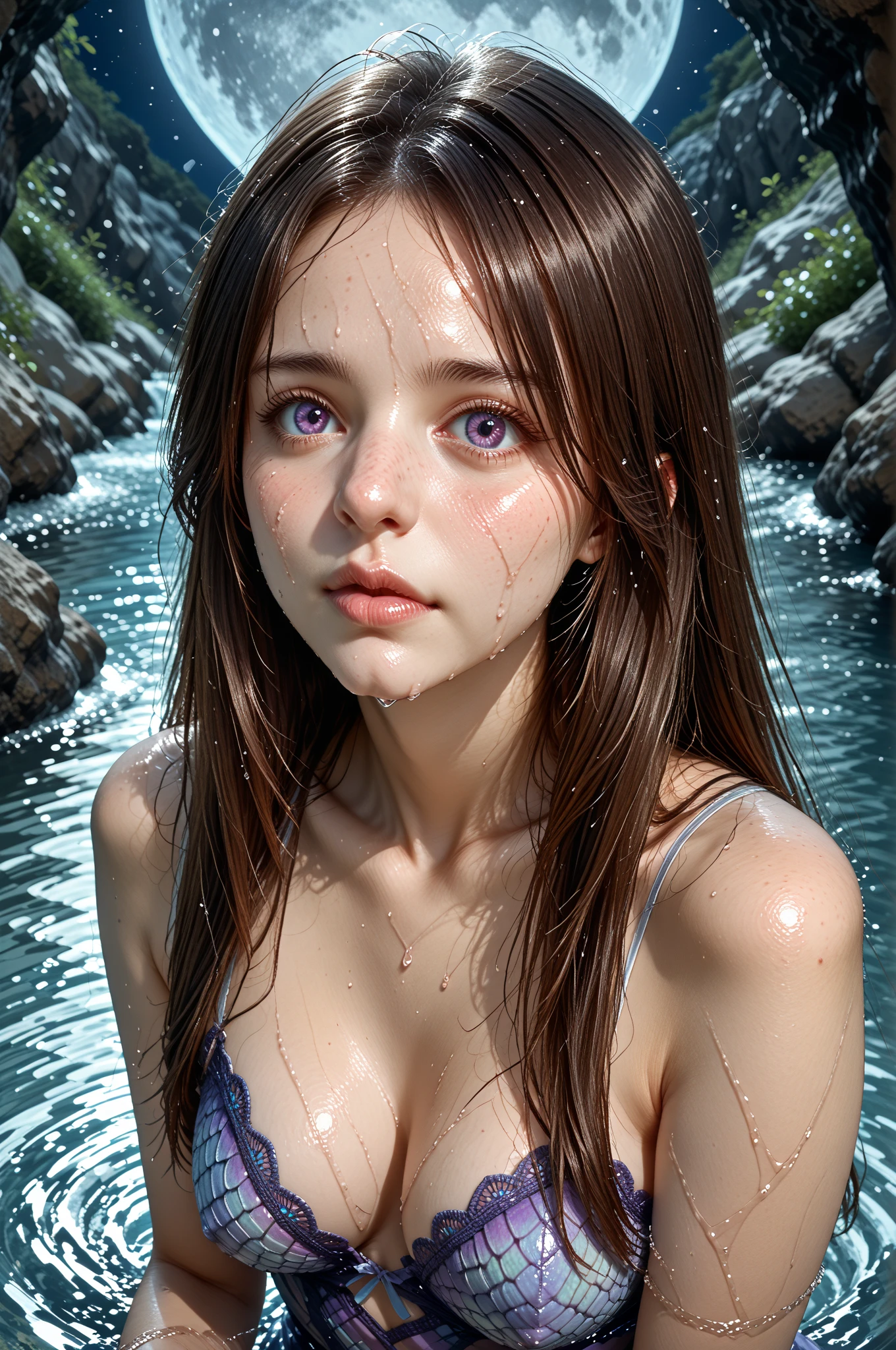 "(best quality, highres), A girl sitting by a pond at sunset, with a melancholic expression, capturing the sunset glow, reflecting in the tranquil water, surrounded by blooming flowers, beautiful dense foliage, serene atmosphere, soft natural lighting, creating a poetic and dreamlike scene, impressionist style, vibrant colors, delicate brushwork, showcasing the serenity and emotional depth of the moment."