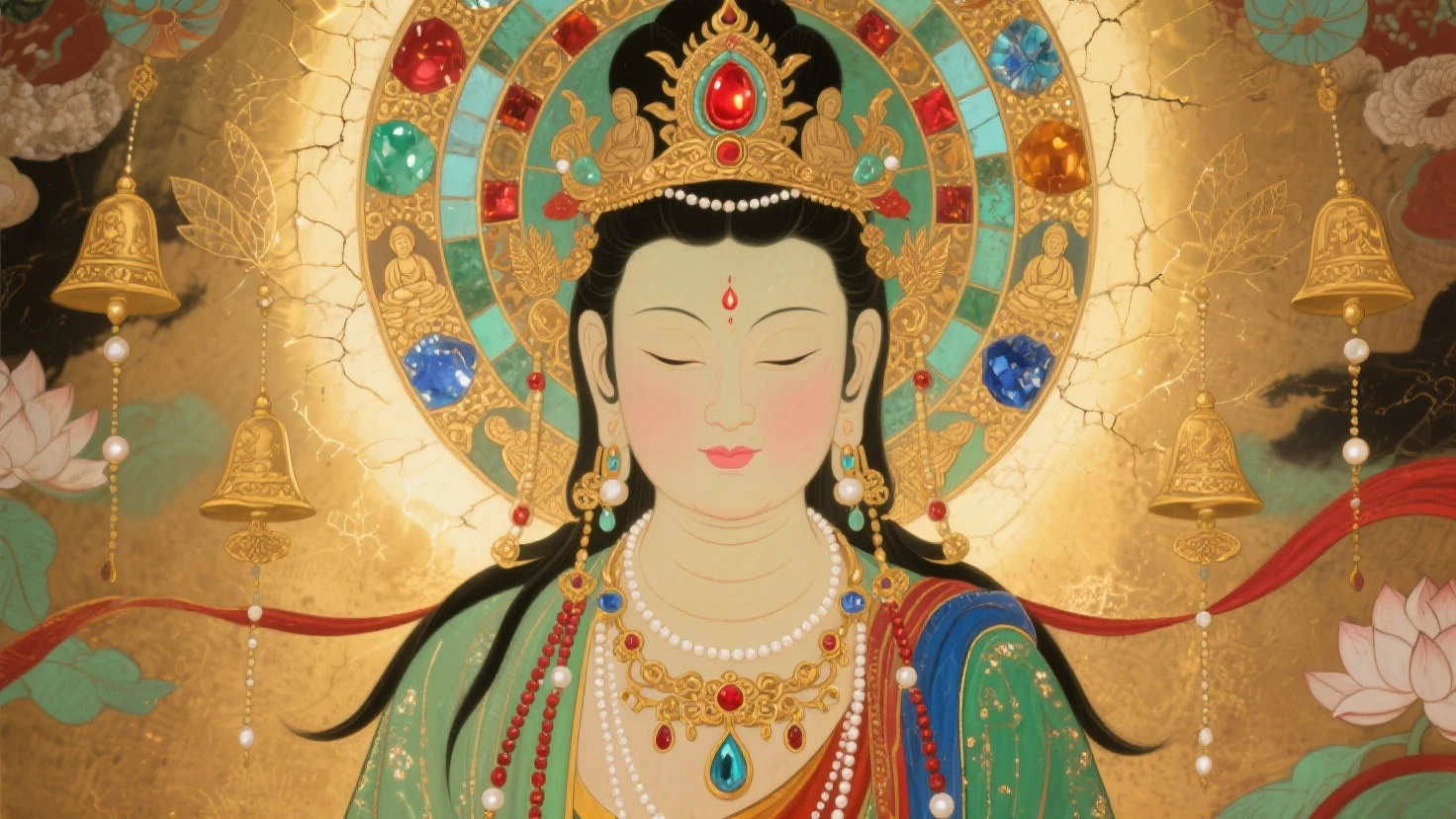 a close up of a statue of a woman sitting on a lotus flower, indian goddess of wealth, goddess of love and peace, goddess. extremely high detail, lotus, patron saint of 🛸🌈👩🏾, 3 d goddess portrait, guanyin of the southern seas, standing gracefully upon a lotus, guanyin, earth goddess mythology, with lotus flowers