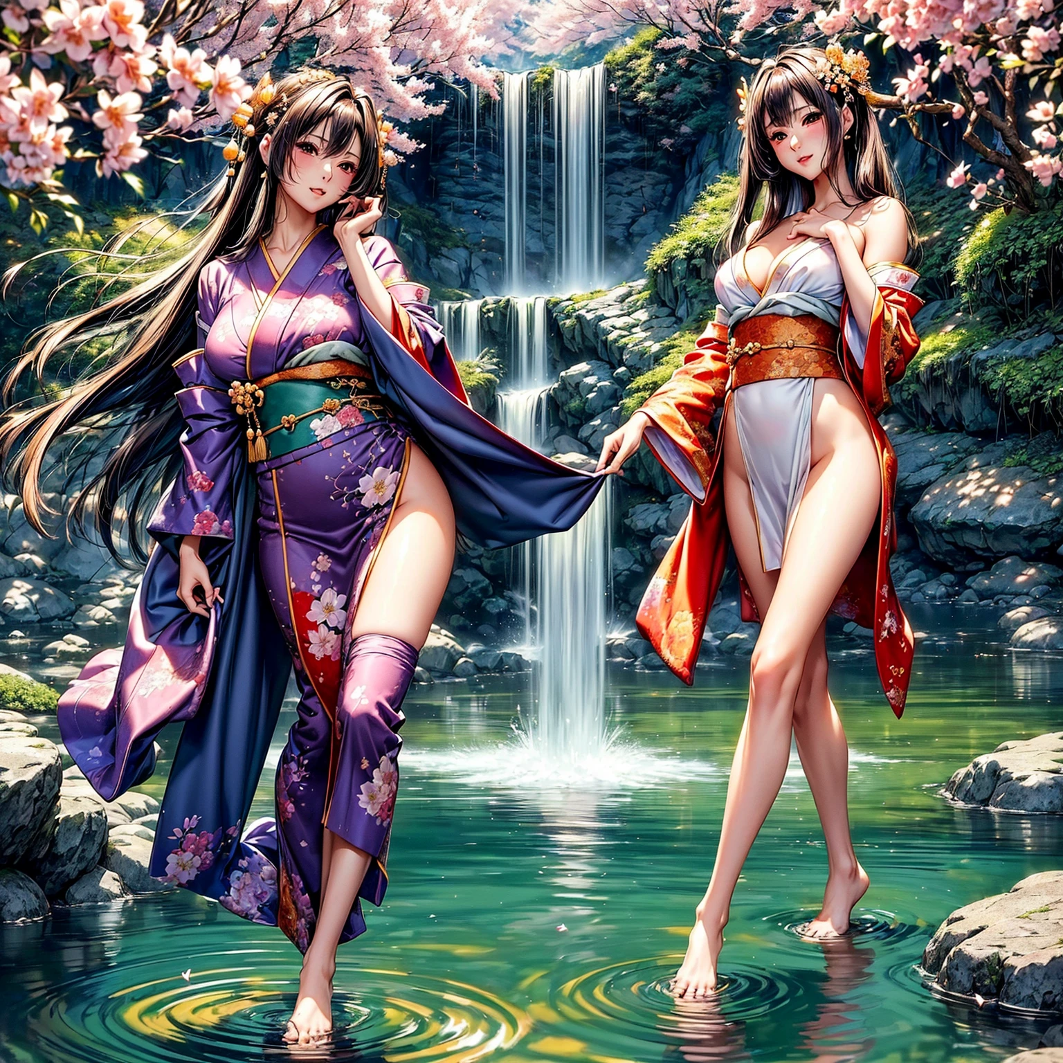 (((highest quality、masterpiece、Very high resolution、Highly detailed images)))、Beauty Painting,A woman of perfect and ultimate beauty:18-year-old, Beautiful body,Beautiful breasts、Beautiful Face:smile、Various Hair Styles、Best skin and hair texture、(( bikini swimsuit:かわいい bikini swimsuit:Japanese Pattern)),Mystical Waterfront:Beautiful waterfall and flowers blooming in summer,Night Sky:Starry Sky,Natural light,Beautiful views,Beautiful colors,Backwards:look back:Ass shot,Model shoot:Beautiful pose,Hair blowing in the wind,Overall image、Accurate Images、Accurate 、Flawless images,Perfect image,Overall image,(Best Shot,RAW Photos:1.2)
