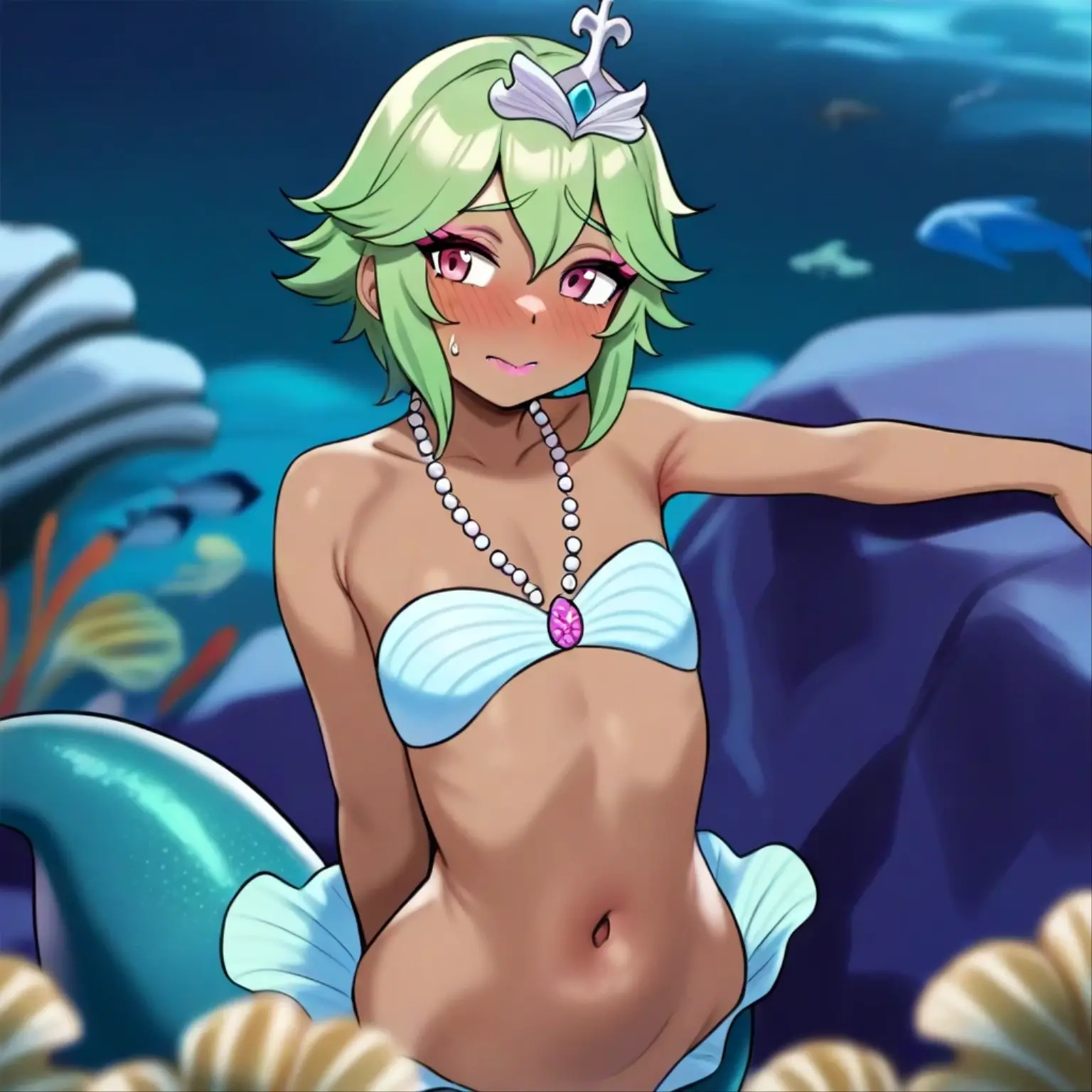 Gardevoir with big tits  on the beach sitting  and showing her feet 