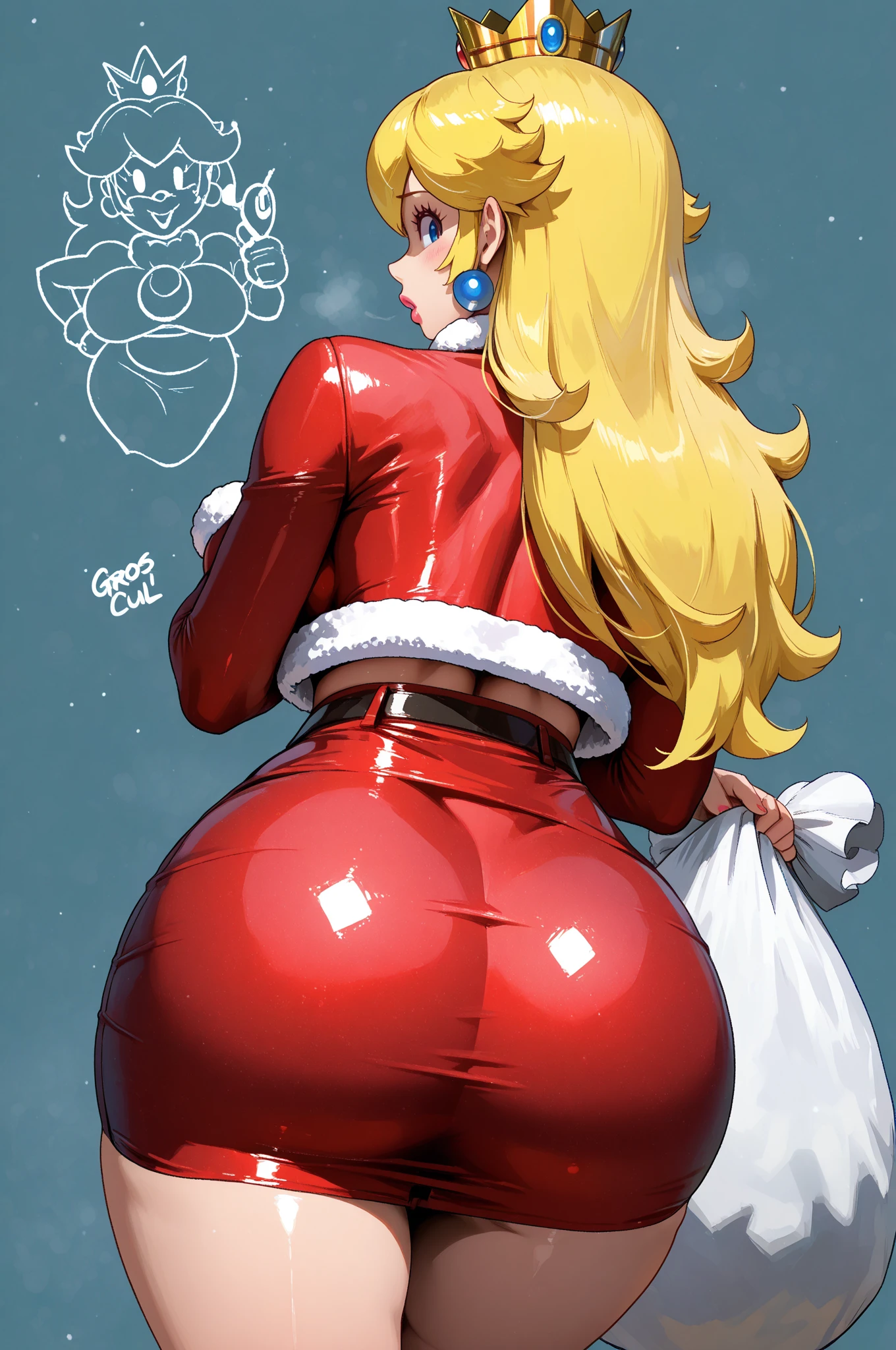 blush,natural light, masterpiece,  glossy skin, juicy lips , ,????, hot,  evil,juicy lips, bimbo, hour glass, blonde hair,  wide eyes, green eyes, massive ?????, dark lighting, long hair, pink bow, platform shoes, bow in hair, golden round glasses, sandy blonde hair, bimbo, cute, fluffy white coat, shopping, shopping bags, white fluffy coat, evil smile, no hair on forehead, no fringe, from below, juicy lips, Christmas hat, Christmas tree, evil , crazy eyes, (((pastel colour pallet))), (((futa ????)))