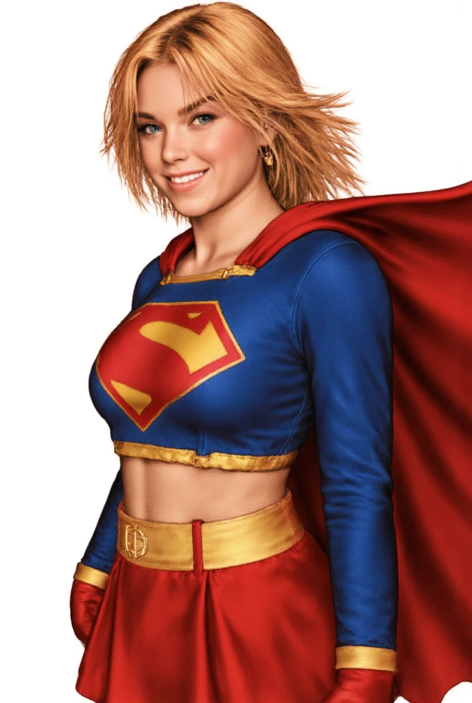 (cowboy shot), SFW, (masterpiece), (best quality: 1.0), (ultra highres: 1.0), detailed eyes,
BREAK
Supergirl, 1girl, long blonde hair, in the air, flying
hair band, (((black\))) crop top, short sleeves, cape, (((black pencil skirt))), gloves, boots
BREAK
(Famous, interview, among audiences)