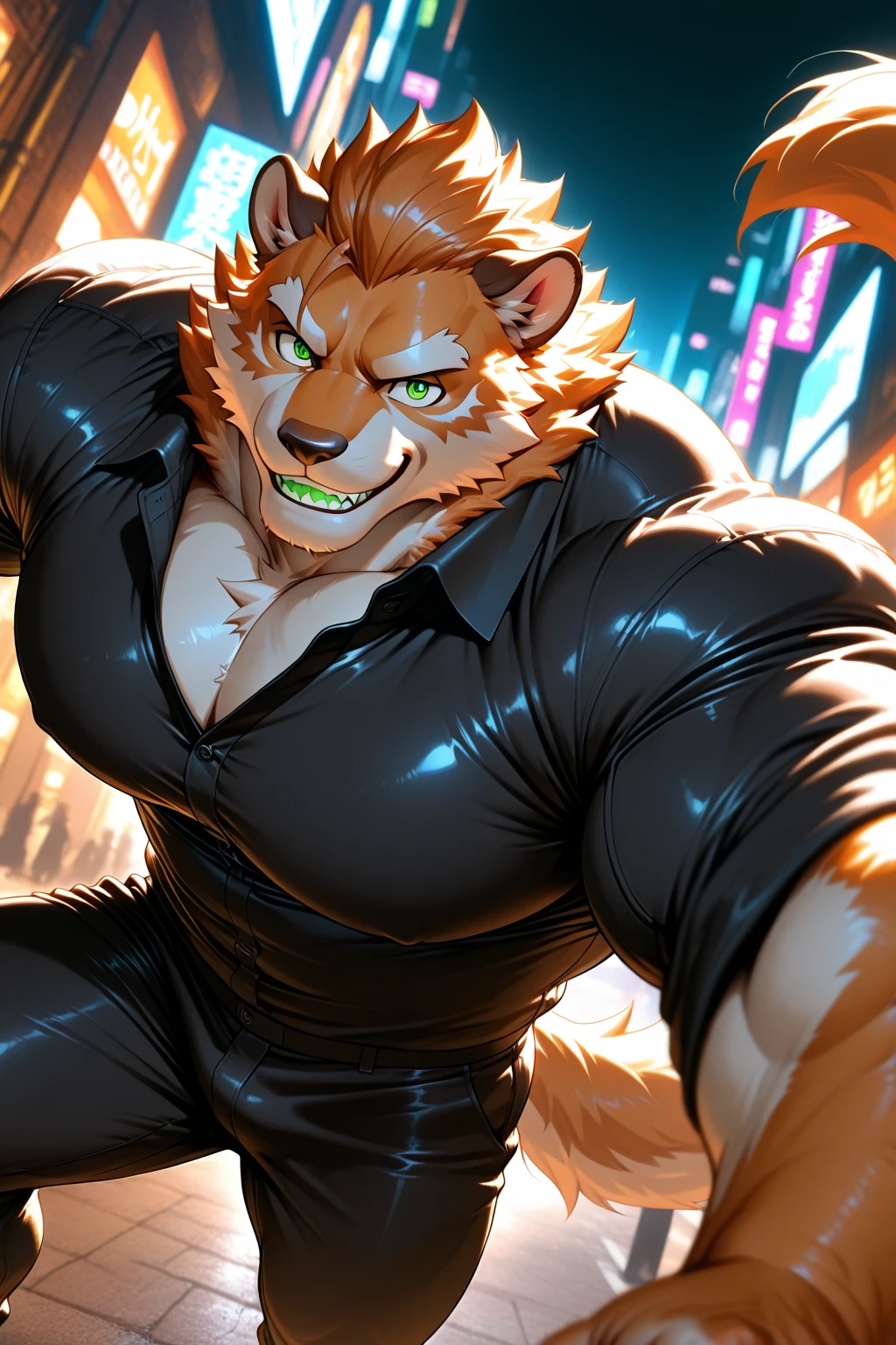 human nature, Wildlife, male,18 years old， solitary, ((Round Face, The face is plump,Orange eyes,Thick orange hair，With scars)), ((Endomorph, Handsome，Hot Blood)), (Sportswear，Clothes Damaged), ((domestic tiger, tiger，) Fluffy fur, Fluffy), Bokeh, (high quality, high resolution, masterpiece), (Dynamic Lighting, Vibrant colors), (Revitalize，Injuried，Disdain), Full body picture (close up), cartoon, author：Takemoto Arashi, From zixiong, By Chunni, author：Empty Ghost，（background：Snowy cities）