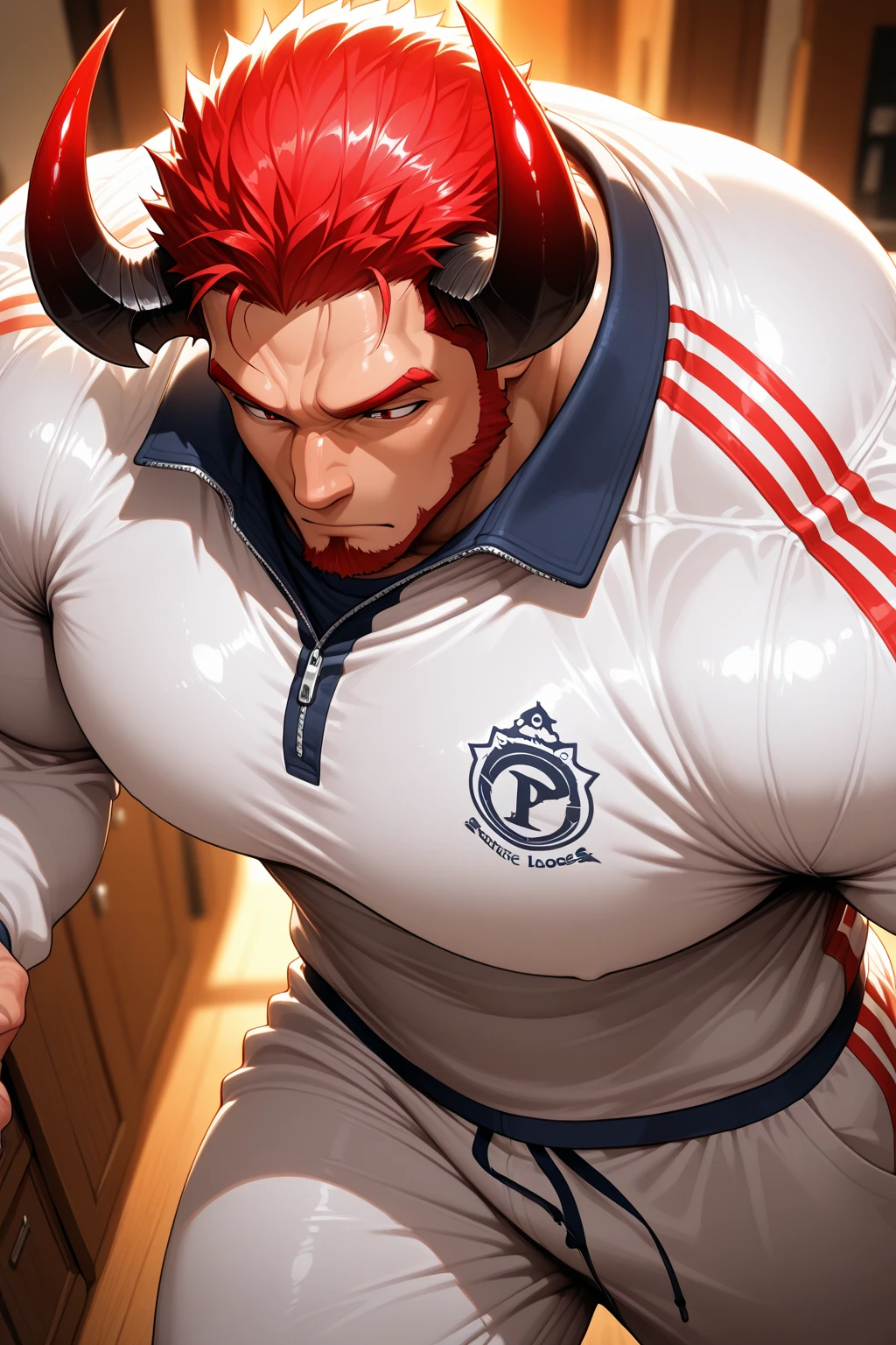 (((best quality, high resolution, masterpiece, best quality))), absurdres, solo, male focus, 1boy, sol badguy, (((full body))), muscular male, grin, looking at viewer, hand on hip, brown hair, ponytail, headband, red jacket, fingerless gloves, belt, (((Extra large up bulges  dripping alot white ))), ((())), (((emphasizing the extraordinary size of pregnant belly))).
