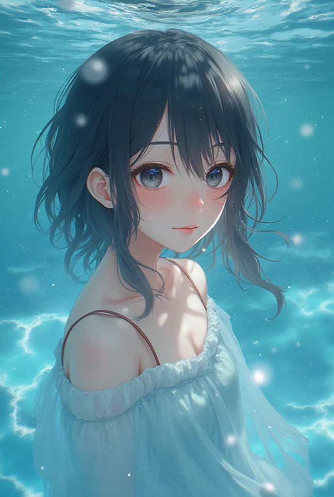 (In 8K, RAW Photos, highest quality, masterpiece: 1.2), (Realistic, Realistic: 1.37), highest quality, Ultra-high resolution, Light leakage, Dynamic Lighting, Slim and smooth skin, (whole body:0.8), (Soft saturation: 1.6), (Fair skin: 1.2), (Glowing Skin: 1.1), Oily skin, 18-year-old, in deep water、A lot of bubbles、swimming、Sparkling white blonde、entrance、Ice blocks、Ice Sparkle、Diamond dust、frozen、Fantastic、Beautiful eyes、Long eyelashes