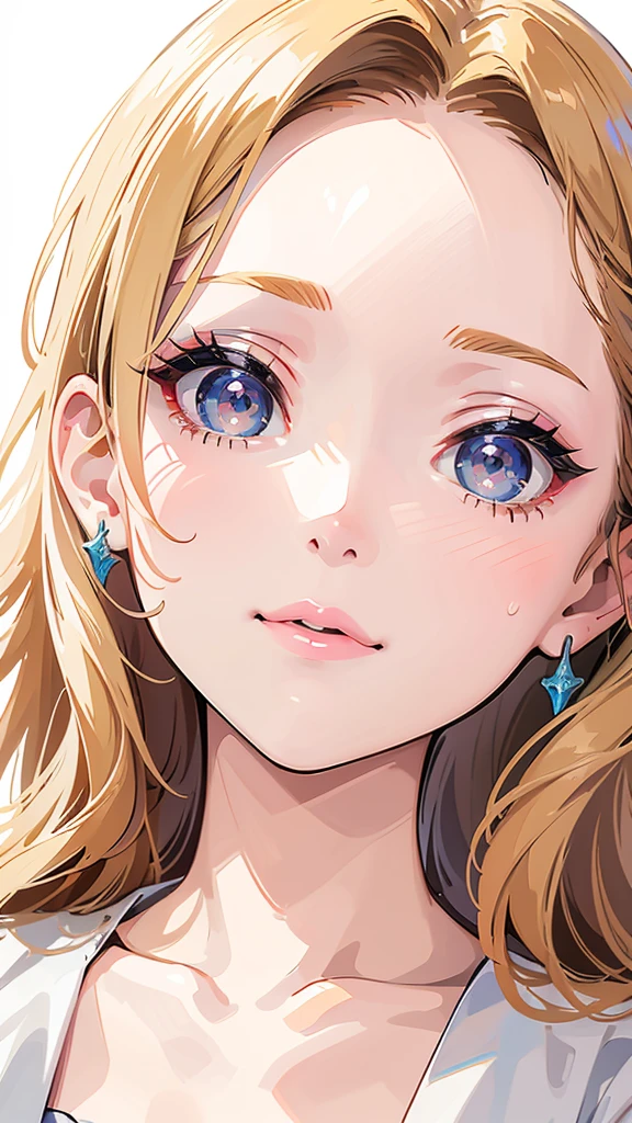 Browsing Caution,masterpiece、highest quality、High resolution、High-quality images、8K, 2 female、skin luster、Glowing Skin、Skin Texture、Expression of fine eyeasterpiece,8K, 
masterpiece, highest quality, High resolution,
blonde、short、girl、、Face close-up、smile、Plump lips、Open your mouth、High nose、Straight nose、star-shaped pupils:1.4、Golden Eyes、eye shadow、Thick eyebrows