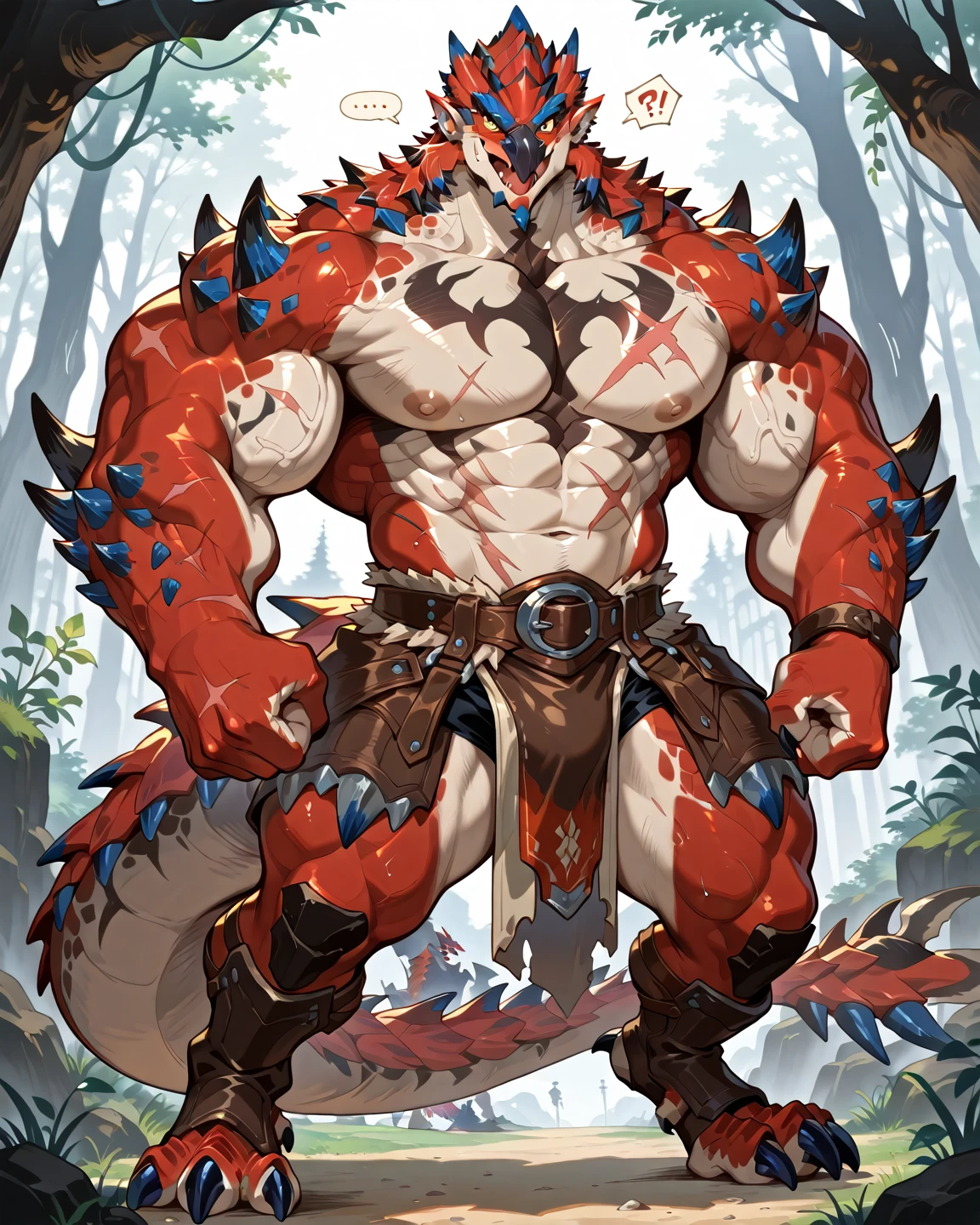 abs, furry, biceps, claws, grushk \(lustful desires\), lizard, lizardfolk \(lustful desires\), lizardman, loincloth, lustful desires, male, muscular, muscular male, pecs, reptile, scalie, solo, tail, 
brown body, armband,bandage, 
nice eyes, detailed eyes, red body, tattoo, spikes, ((detailed eyes, detailed face, detailed mouth)),



, 20r0j_2, masterpiece,best quality,amazing quality,
