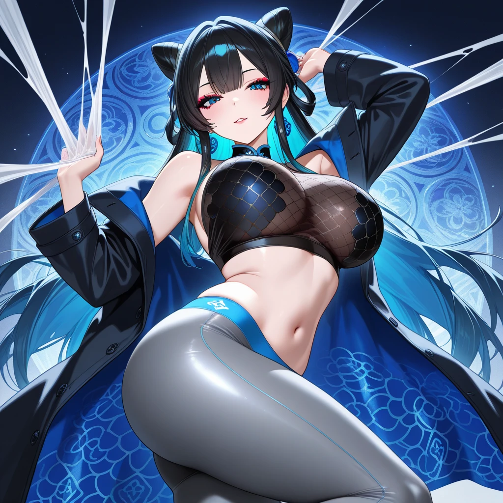 (((shylily))), heavy rain，Gorgeous high heels，Under water，grabbing the breasts，Official fine art，tmasterpiece，Sharp focus，Nice high ponytail hairstyle，Delicate and beautiful eyes and face，realisticlying，ultra - detailed，a beauty girl，blue-sky，Glowing white particles,(side-lighting:1.2),scenecy,Long straight hair,  facial expression, buliding, (Cityscape:1.7), Dynamic hair, , Long black socks, paleskin, hair adornments, epic landscapes,deep in the night，Masterpiece, Best quality,Bare shoulders, white thighhighs, Hair ribbon, Large breasts,Gorgeous high heels，Under water，