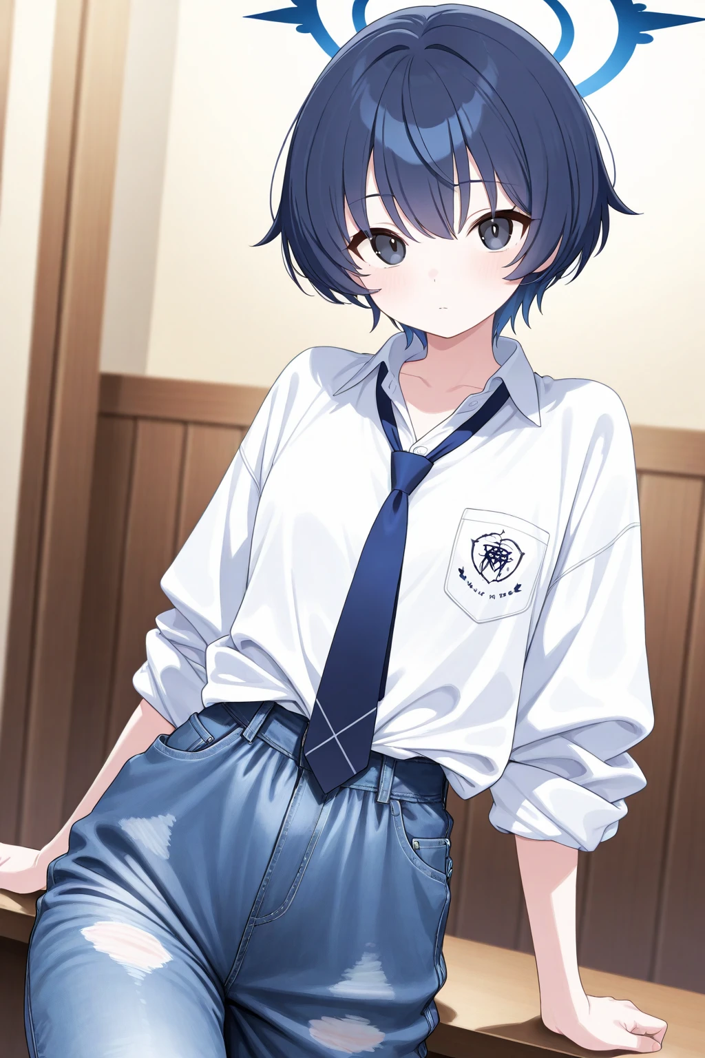 1 girl, best quality, ultra high res, ahoge, Seele Vollerei, looking at viewers, medium , standing, smile, small body, open mouth, azure memories, short sleeves, Bike Shorts, bedroom, white bed sheets, pov,   tattoo, Skirt, Bike Shorts Under Skirt, 