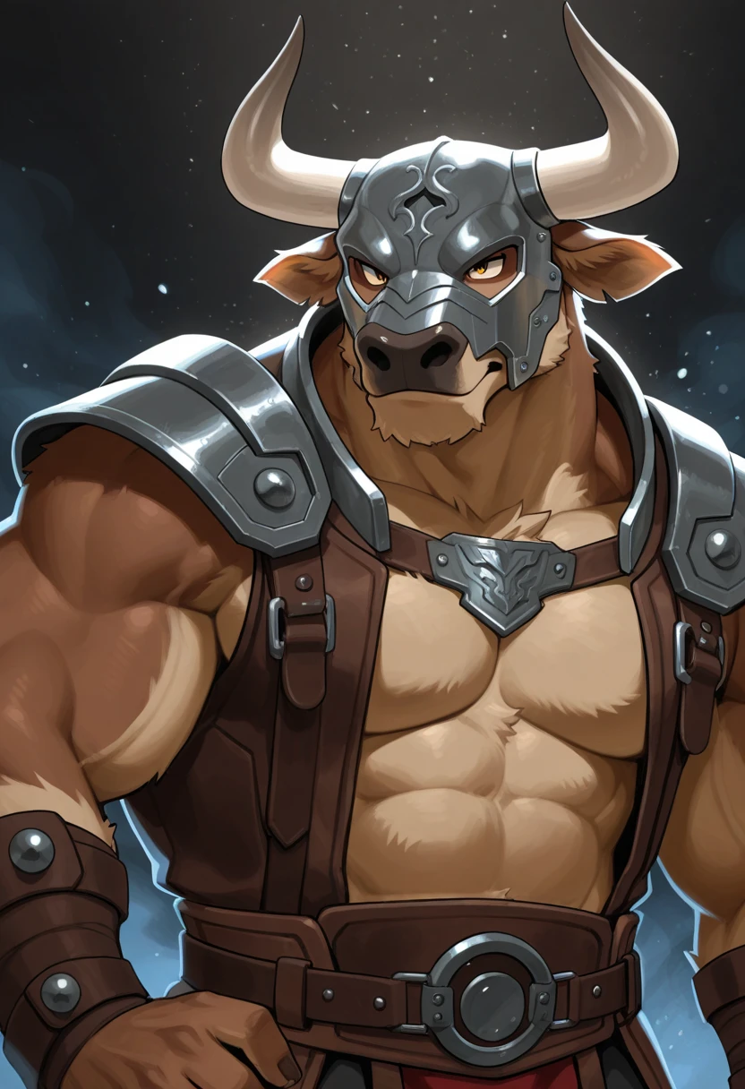 male anthropomorphic bull with light brown body fur and clearer tone ...