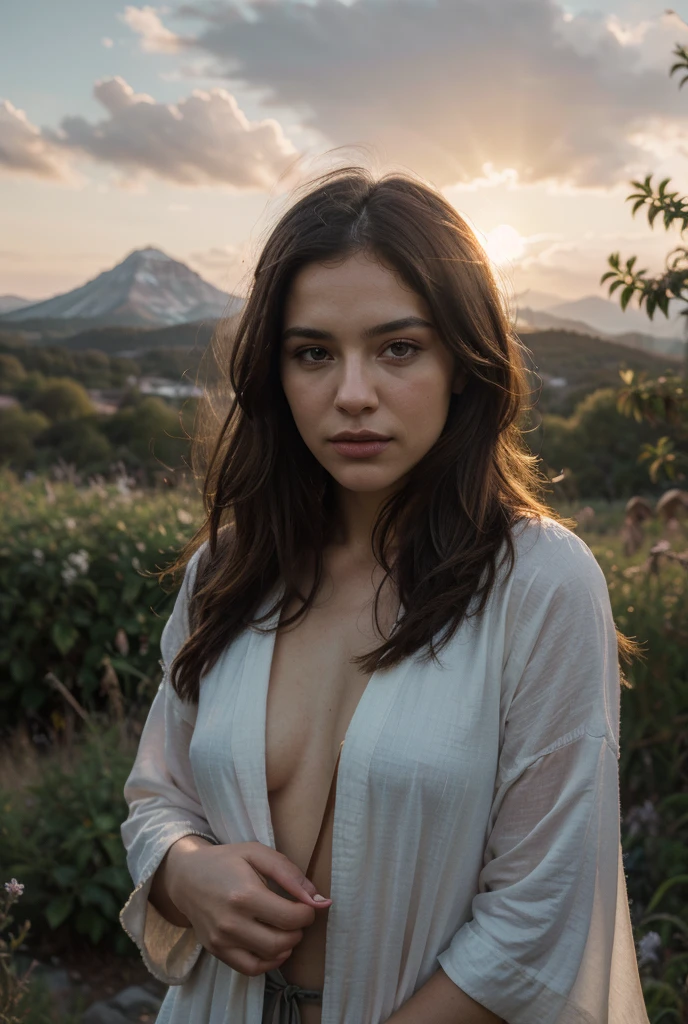 Photoshoot, French model, inside dilapidated colonial building, ornate, sunset casting shadows, analog portrait, grainy film, naturalistic