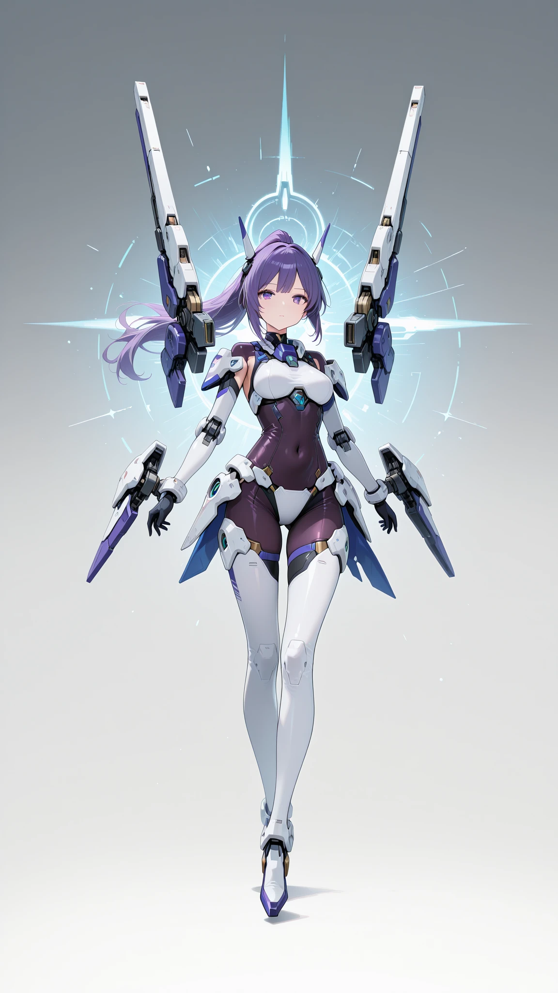 （fully body photo：1.4），white backgrounid，（1 Mech girl，Flash fluorescence，Hats，mechs，Delicate tiara，ssmile），（paper art，Quilted paper art，geometry），（Lots of colors，Best quality at best，high detal，tmasterpiece，movie light effect，4K，lightand shade contrast），Colossal tits，redheadwear，pigtails，Blue knee-length boots，mecha girl，blue eyes