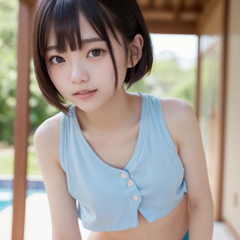 Japanese,6 years old,Baby Face、Ultra-flat chest、Ultra short height、An innocent smile、Flat Chestのクローズアップ、Flat Chest:1.85、cute,Primary school students,Primary school studentsの私服、Summer clothes、So small and so young、On the bed:1.85、She gives me a good morning kiss:1.85、She has her arms open waiting for a hug:1.85、So small and so youngママ