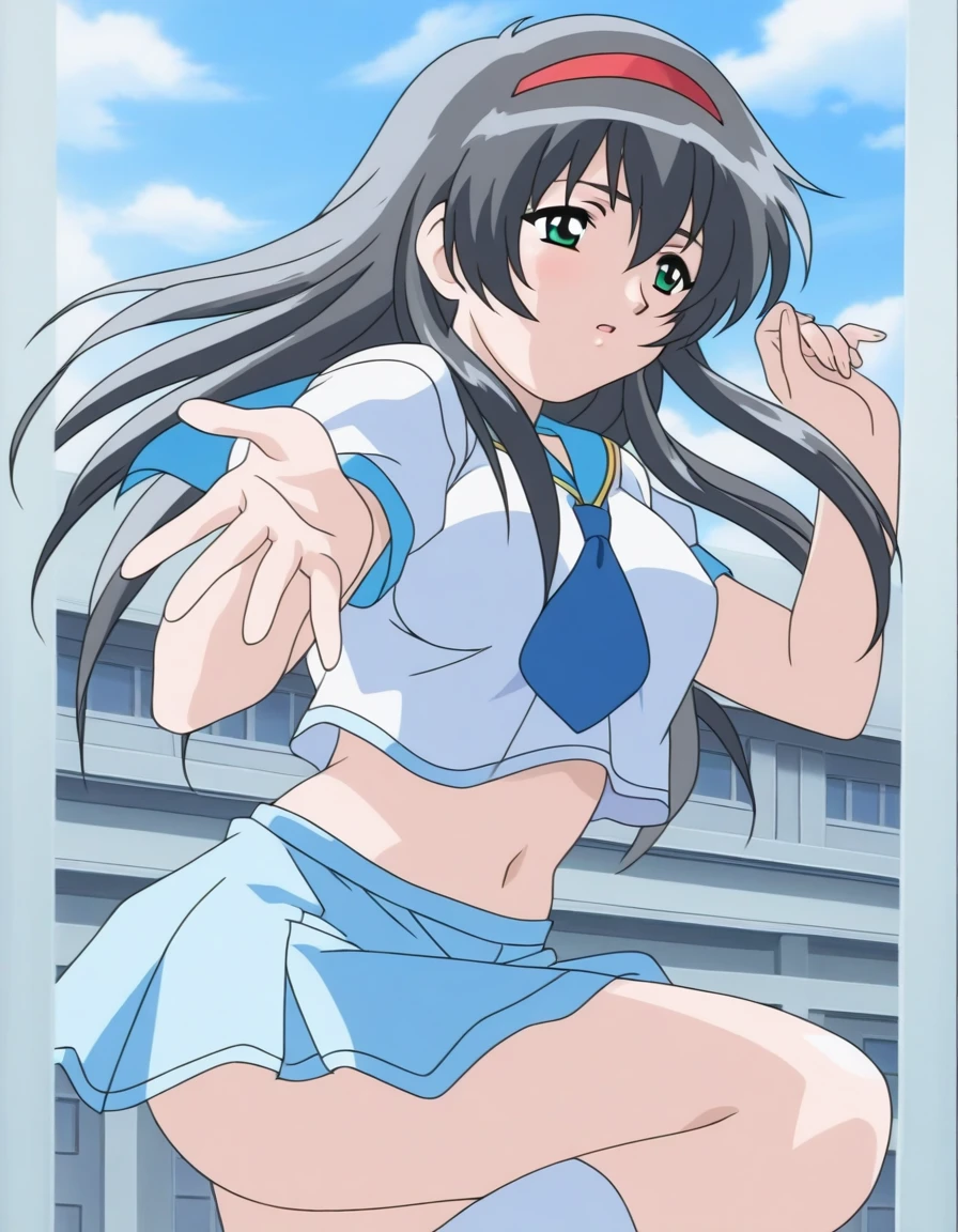 KanameChidori, 1girl, anime, Obra maestra, La mejor calidad, Serafuku, Uniforme escolar, Altamente detallado, hermoso fondo,