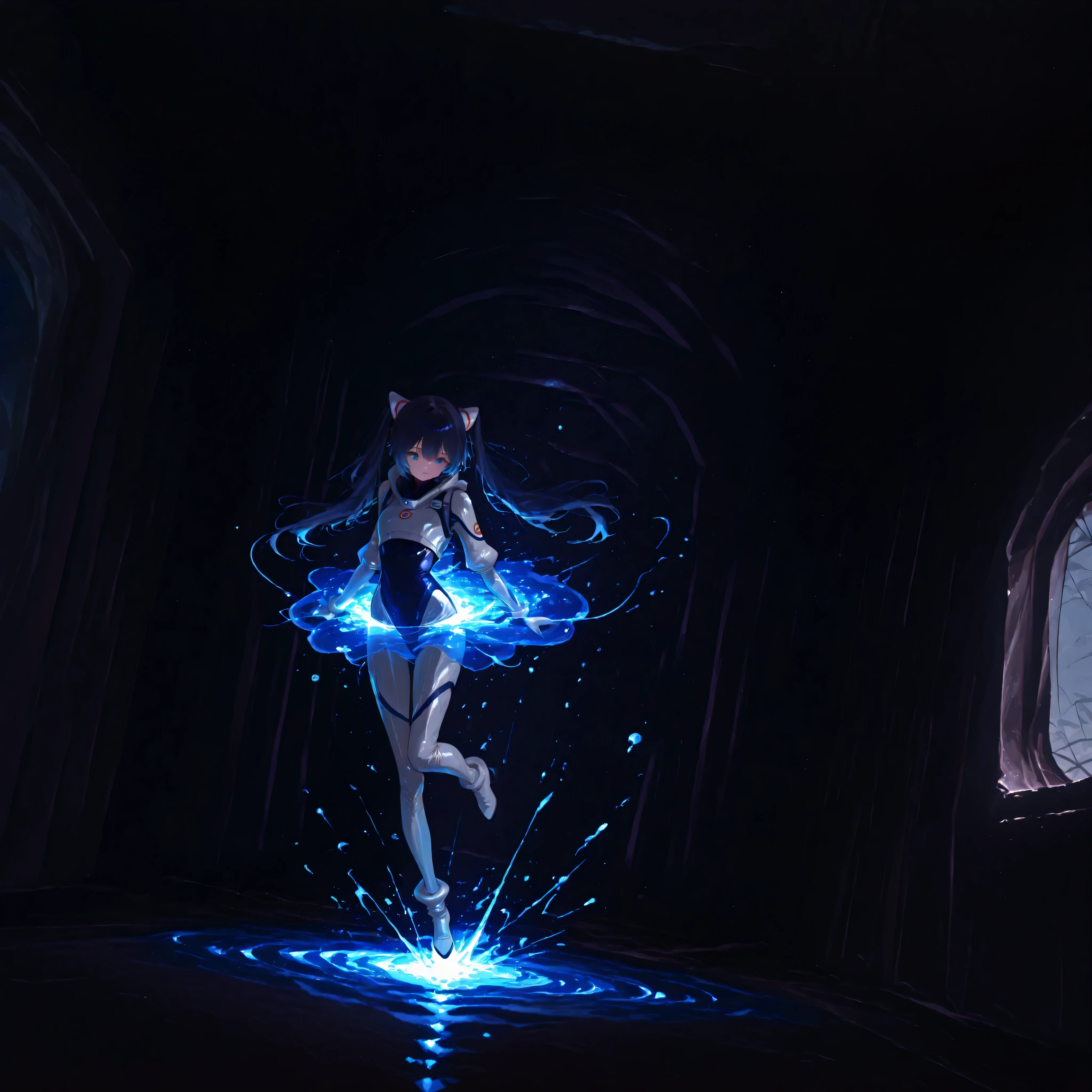 (Inside a shabby spaceship:1.7)、night、(Body floats:1.6)、Wide々A stylish interior、Ruins、Space Suit、Dark Blue Hair、height twin tails、
Active women、score_9,score_8_up,score_7_up,top quality, detailed clothing、femininity(femininity)、dynamic angle、Dynamic Action、 Active Action