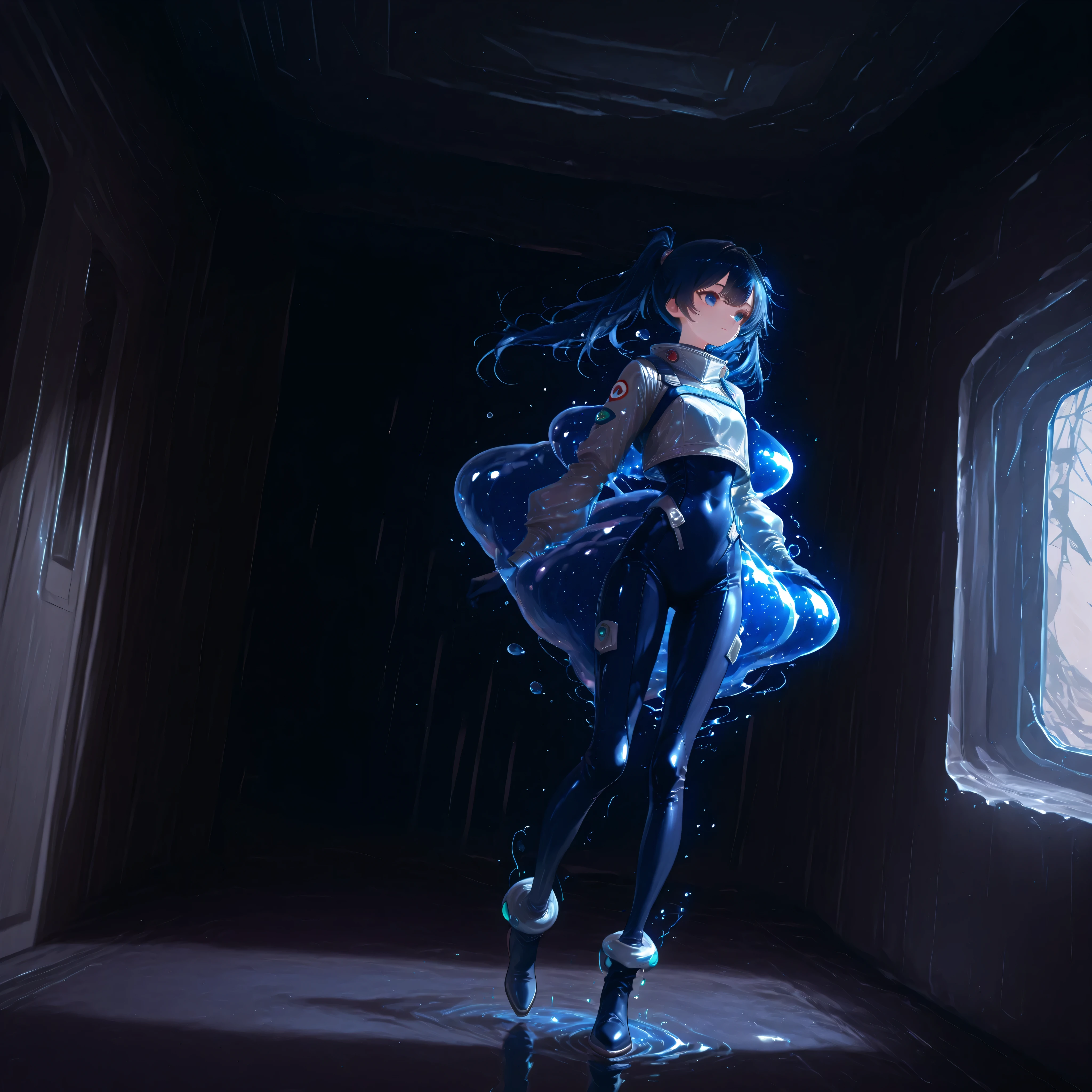 (Inside a shabby spaceship:1.7)、night、(Body floats:1.6)、Wide々A stylish interior、Ruins、Space Suit、Dark Blue Hair、height twin tails、
Active women、score_9,score_8_up,score_7_up,top quality, detailed clothing、femininity(femininity)、dynamic angle、Dynamic Action、 Active Action