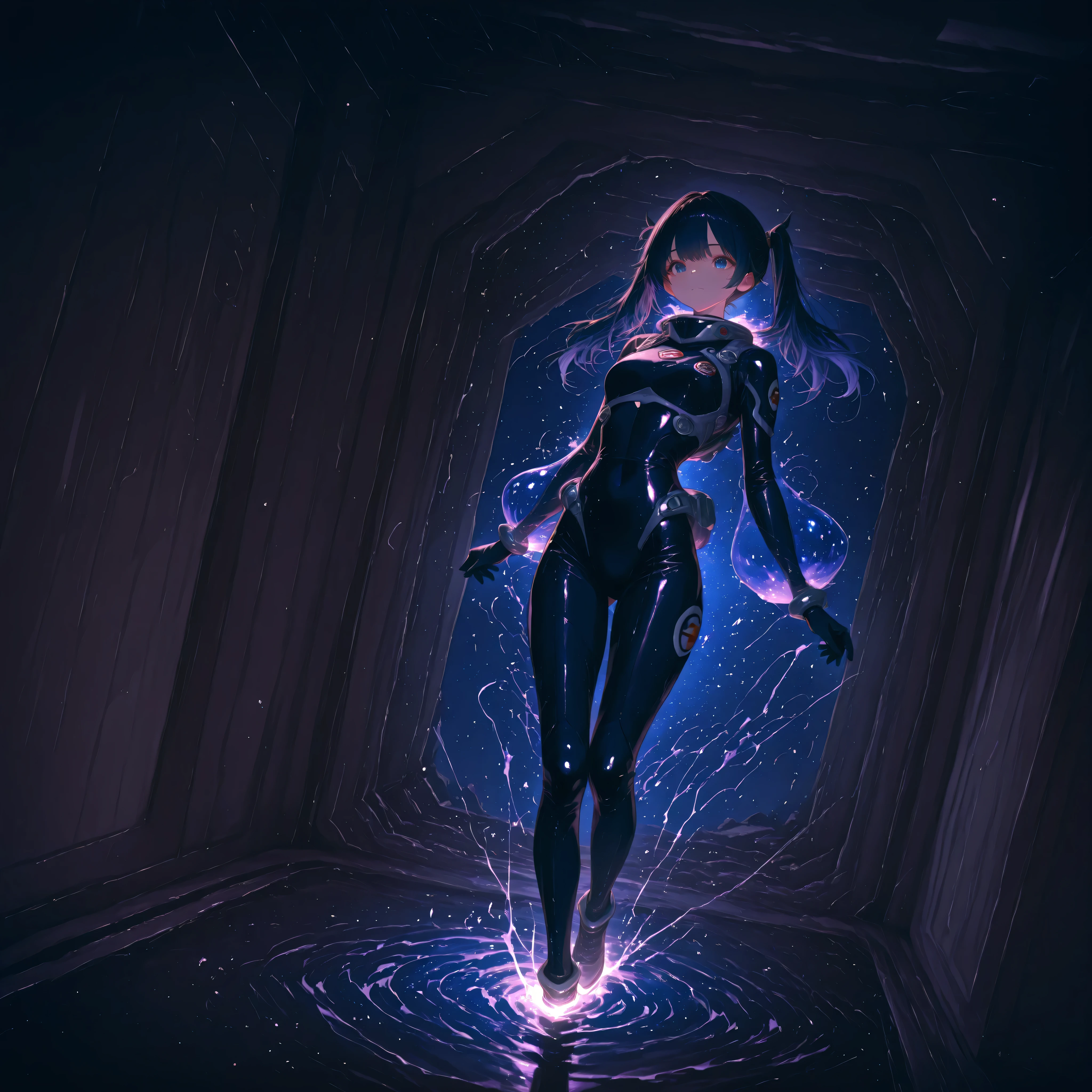 (Inside a shabby spaceship:1.7)、night、(Body floats:1.6)、Wide々A stylish interior、Ruins、Space Suit、Dark Blue Hair、height twin tails、
Active women、score_9,score_8_up,score_7_up,top quality, detailed clothing、femininity(femininity)、dynamic angle、Dynamic Action、 Active Action