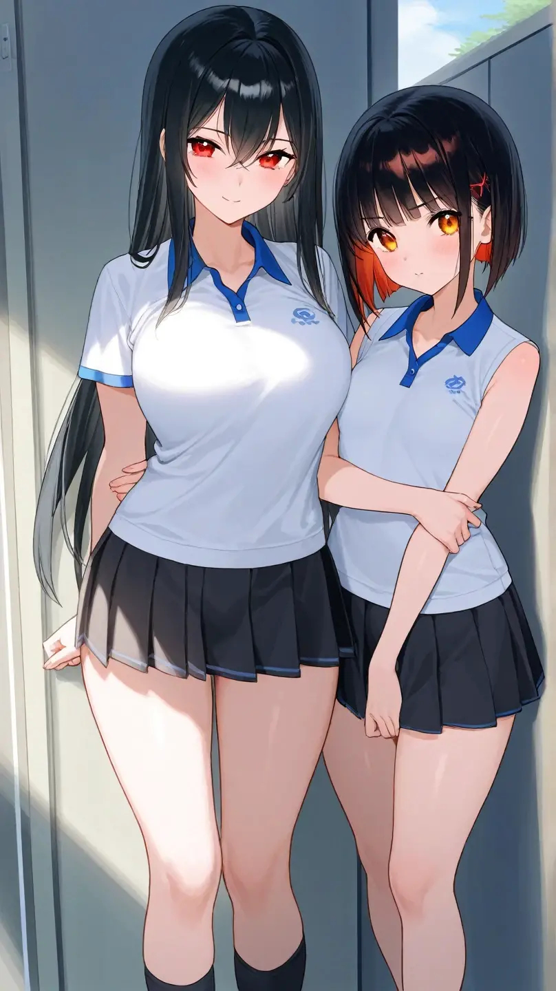 Knee socks、 Black Hair、Straight long hair、mesugaki、Black Ribbon,Jim's warehouse,Track uniform、
