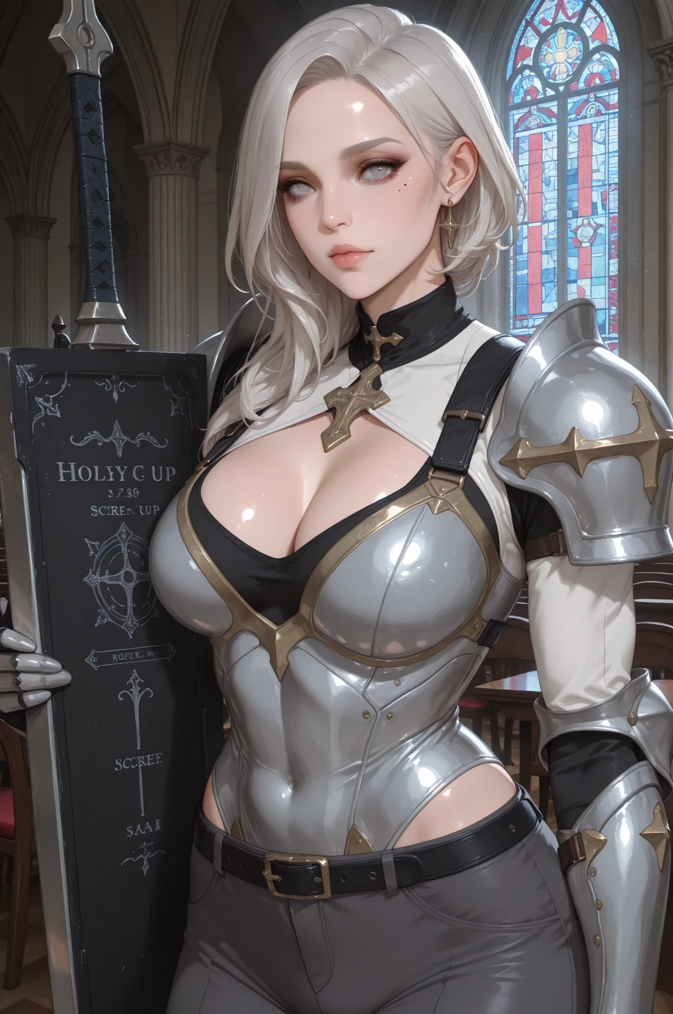 best quality, ultra detailed, extremely detailed, realistic, (masterpiece:1.1), high quality, (highres), 1girl,(((huge ???、Beautiful ???????、large ??????))),(Shiny skin、Oiled skin, glistning skin、high gloss skin,、eye liner、Eye lashes)、(very intricate:1.3), (Realistic), 1girl in, A MILF, Caucasian, Perfect eyes, Perfect iris, perfect pupils, Perfect lips,Perfect nose, Perfect hands, Highly detailed hands, Perfect fingers,(Brown hair、Wavy hair、Medium hair) , Small braid in her hair, (Medieval armor), metal reflective, (((Silver armor))), Medieval Europe、Old castle, (Ornately decorated armor、simple metal hair band), (Insanely detailed, bloom:1.5), Chainmail,, professional photograph of a stunning woman detailed, Sharp Focus, awardwinning, Cinematic lighting, Blurry background, Upper body, ((which are full of confidence)), (Pose:Looking at the camera),mechs,femele、Idol、22year old,(Cool beauties、a smile)、Hair that flutters in the wind、Wet、Hands on the ?????