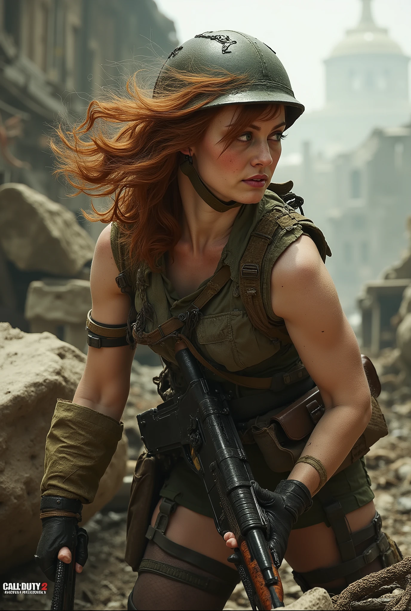 Redheaded Woman in Call Of Duty 2 World War 