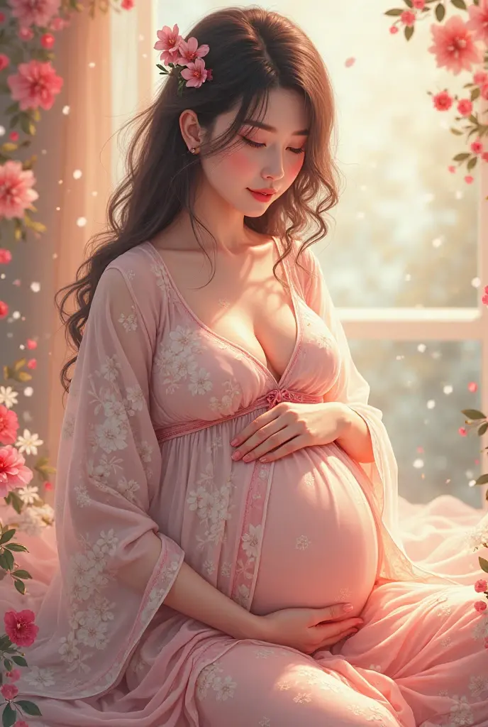 Big white elf tattoo on the little belly，There is a large green lotus tattoo on the chest，The clothes are ultra-thin and ultra-，bathing，Long legs，Barefoot，whaite hair，Long hair，Single horsetail，Face straight ahead，Open crotch clothing，The chest is extra-large，Raised D cups，nakeness，The top cloth strip is ， in October，Ten pregnant women sat in front of them，Legs slightly open，A large bag opens and bulges out of the --auto