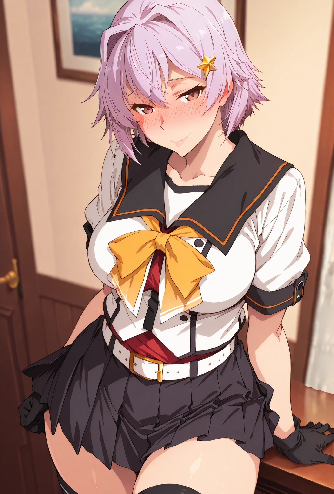 absurdres, masterpiece, best quality, (astolfo fate:1.2155), 1boy, male focus, trap, pink multicolored hair, pink hair, white hair, hair intakes, long hair, pink detailed eyes, crossdressing,1boy, team rocket,team rocket uniform, red letter R, white skirt,white crop top,black thigh-highs,black elbow gloves