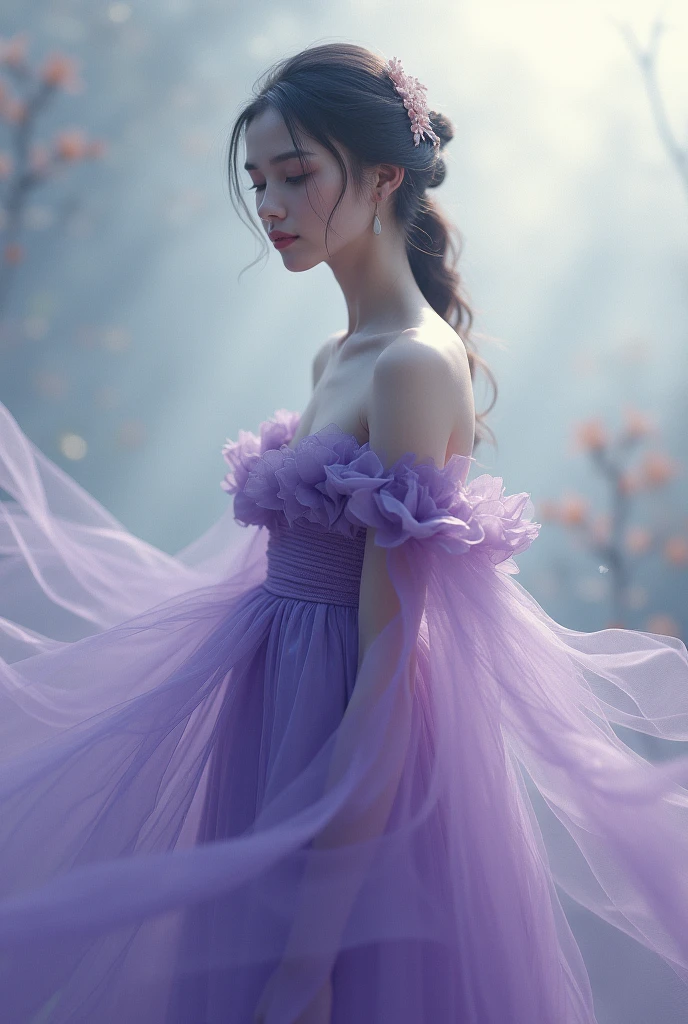 (masterpiece, best quality:1.2), 1girl, solo, purple dress, ethereal, good texture