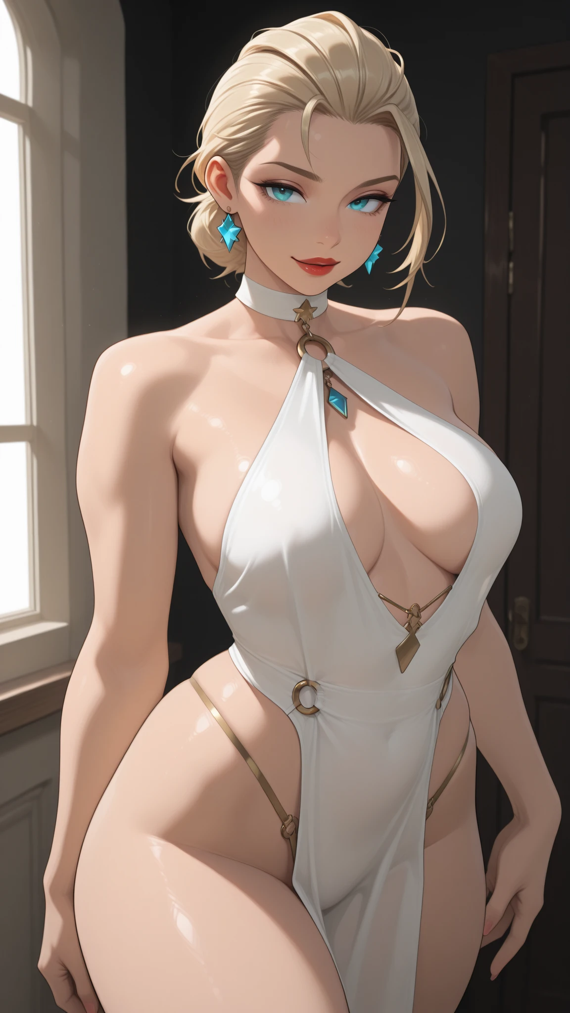 ((Android 18)),((( shake))),(standing on tatami),((mature female)),Thick body,(((Solo))),(((completely naked))),(((white see-through cheongsam))),((dark puffy )), ((huge breasts)),(((black pubic hair))),(((cameltoe))),in ryokan,A MILF,trending on artstationh,intricate face details,(Curvy physique), vibrant, 4K, 12k resolution