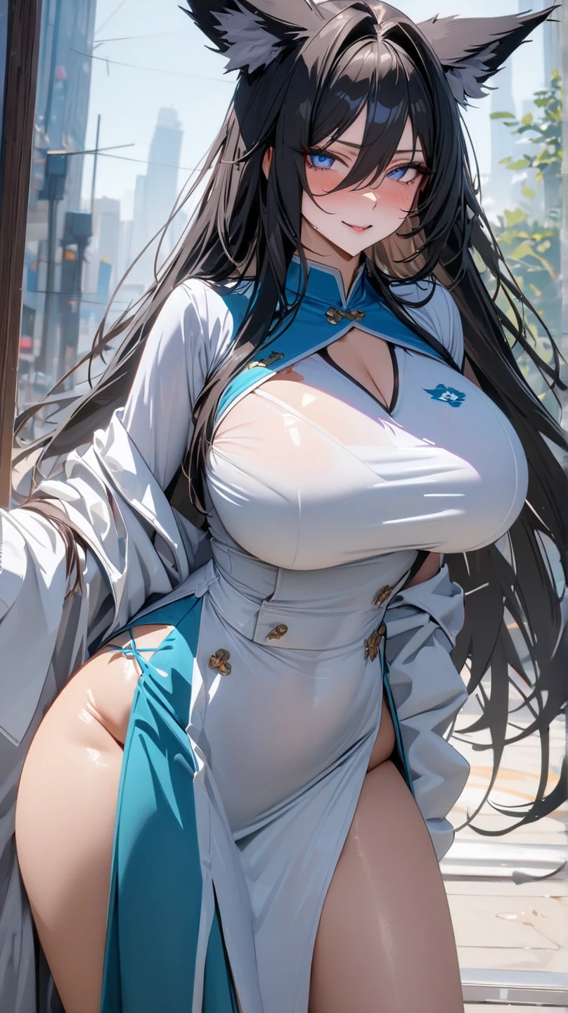 A stunning shot of an incredibly curvaceous Girl posing against a bright, sun-kissed backdrop. Her insanely ginormous breasts strain against the confines of her  top, drawing attention to their incredibly luscious contours. Meanwhile, her incredibly thicc thighs are showcased in all their glory, as she strikes a sultry pose with one leg cocked at an angle and the other extended behind her. The increasing curves of her figure create a tantalizing visual feast, as if daring the viewer to take a closer look.