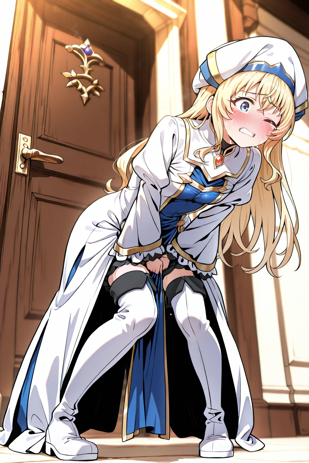 ((())), various positions, side view, very  poses, ((masterpiece, highest quality, 8K, clear, detailed, very beautiful, clear))), apron dress (light blue), Alice from Alice in Wonderland, crying face, (young: 2.1), , (small : 1.6), round face, 3 years old), blonde, super long hair, hair (wavy), super thick  in  Insertion, small , (baby face: 1.2), short limbs, crying face)}, overflowing , , urination, plaza in front of the castle, {{{(((Alice  wide open and has a super thick  inside her . Inserting his , the man grabs Alice's  with both arms and spreads them wide、Super thick  inserted into anal、A lot of semen、Very painful look、Crying loudly)))))