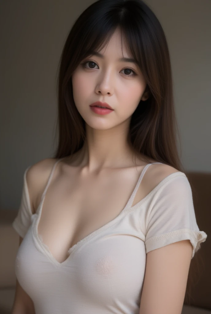 1girl, woman, masterpiece, best quality, highest quality, cinematic lighting, (volumetric lighting), extremely detailed CG unity 8k wallpaper, focused, 8k wallpaper, extremely detailed, ultra realistic, photorealistic, sharp focus, absurdres, (HDR:1.2), (high contrast), photograph, detailed and intricate, instagram, portrait, highly detailed, digital painting, artstation, concept art, smooth, sharp focus, illustration, cinematic lighting, (Large breast:1.2), medium shoulder, show thighs, full body show, shirt, pleated .