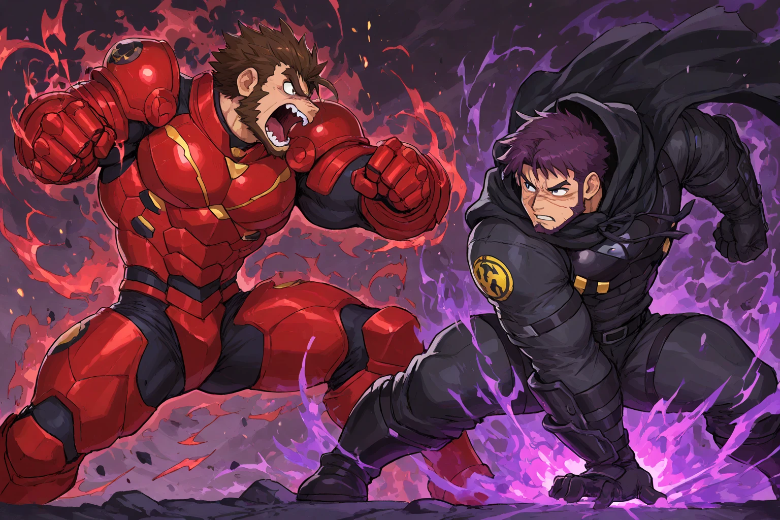 Grinning fearlessly,(((8-year-old boy))),Huge muscles,Huge ,Glare,Exploding Background,Drone Attack