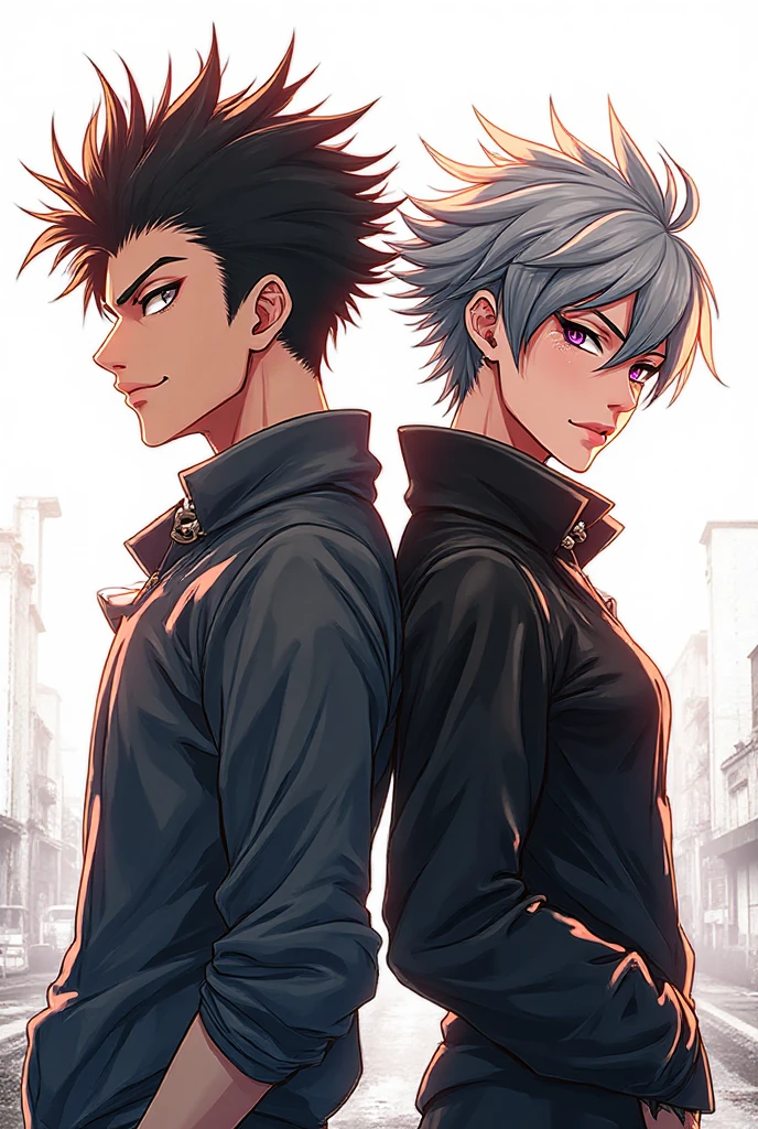 Create an attitude anime character male and female for matching pfp