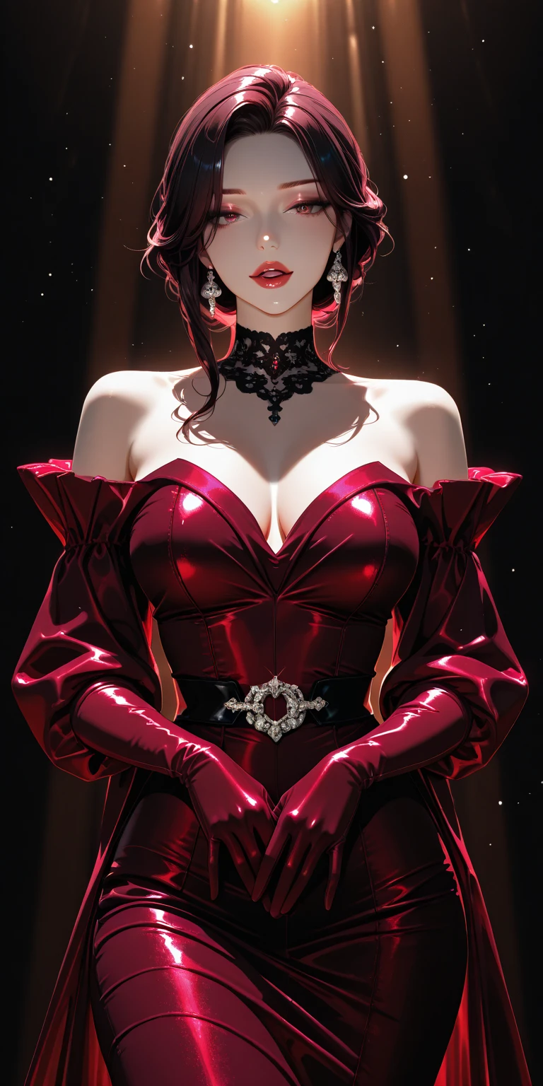 work of art,best qualityer,ultra detaild,high resolution,high resolution,4K,4Kportrait,8K,8Kportrait,unity8Kwallpaper,extremely detailed CG,realisitic,CRU photo,realperson,portrait photography,photorealisitic,shining skin,skin detailed,(((dynamic angle,whole body))),90s Supermodel Michelle Hicks, -height: At standard model heights、It is considered to be around 175 cm。
- Hair color: Darker maroon。
- Eye color: maroon。
-somatotipo: slender, well-proportioned model figure,。
- Characteristics: Sharp and delicate  features、long muzzle、Sharp eyebrows。