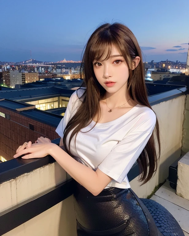 super detailed: 1.5, high resolution, sharp focus: 1.5, top quality, high quality , Realism, Dim lighting : 1.2, Depth of Field, Bokeh,
Beautiful Detailed Face , fair skin: 1.2, Oval face, Air Bangs, Fairy half-length hairstyle, purple eyes, Bright red lipstick, red eyeshadow, Natural neck length, Beautiful Hands , Perfect Fit, anatomically correct ,
grey casual t-shirt, white ultra-short triangle jeans, black stockings , Detailed Cloth Texture , Detailed hair textures,
whole body, Sit sideways in a chair, dynamic pose, looking at the camera,
classical courtyard background , soft natural light