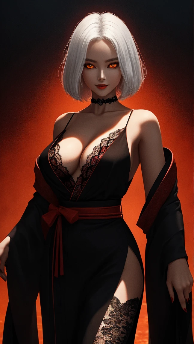 1 woman, solo, yellow head, long hair, big tits,